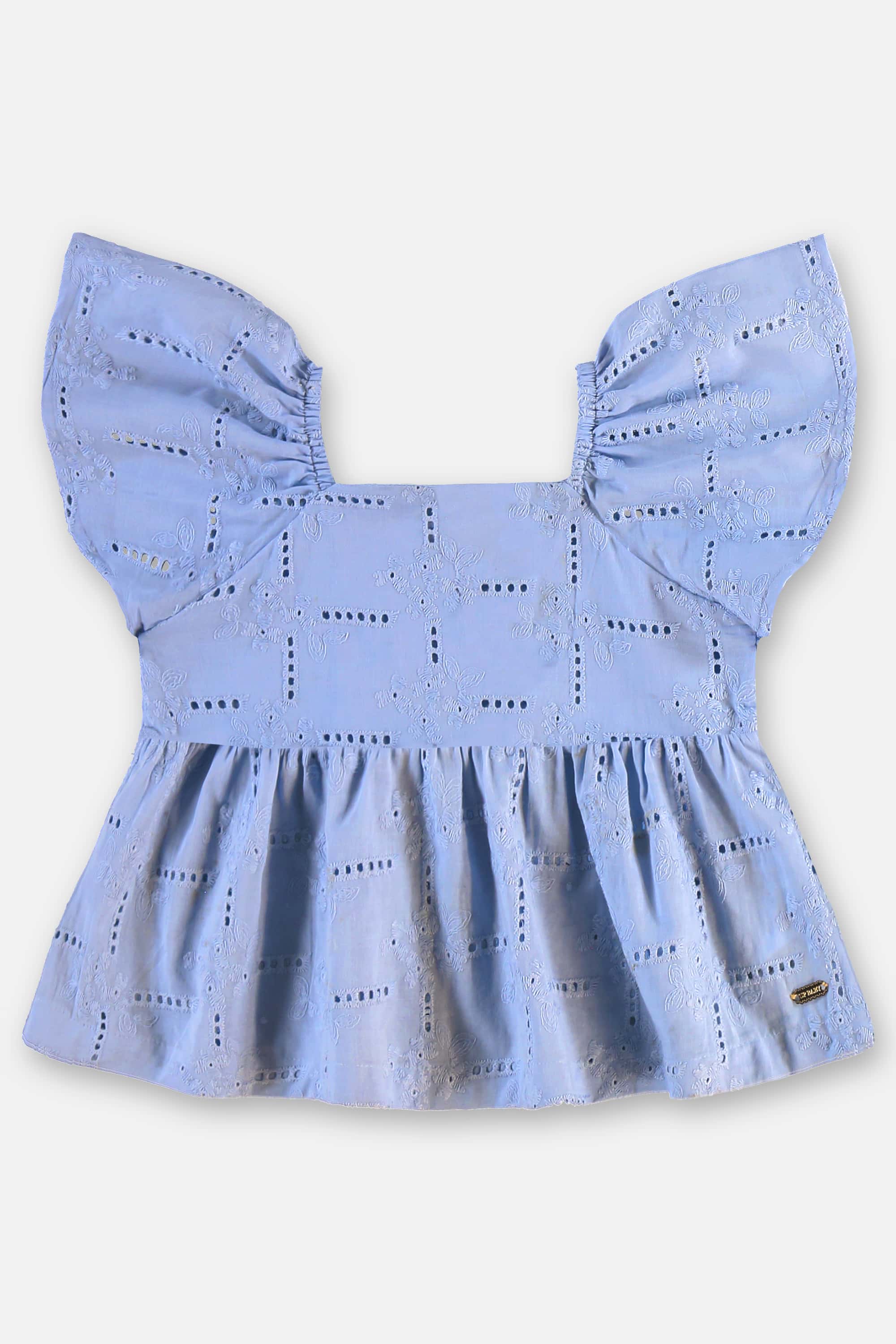 Conjunto Blusa e Calça em Algodão Infantil Feminino (Azul) Up Baby - Imagem 3
