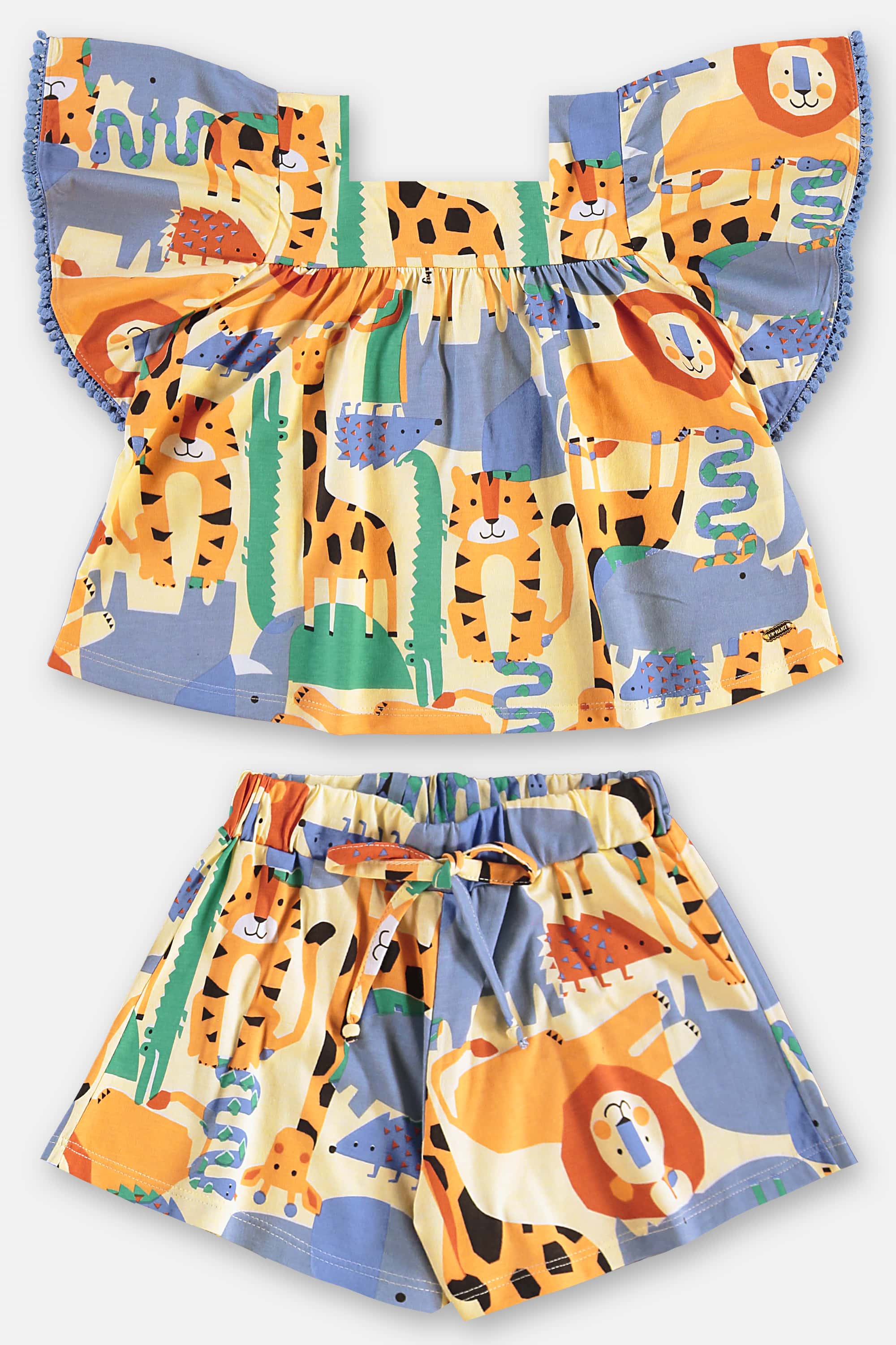 Conjunto Estampado com Bata e Short Infantil Feminino (Bege) Up Baby - Imagem 30