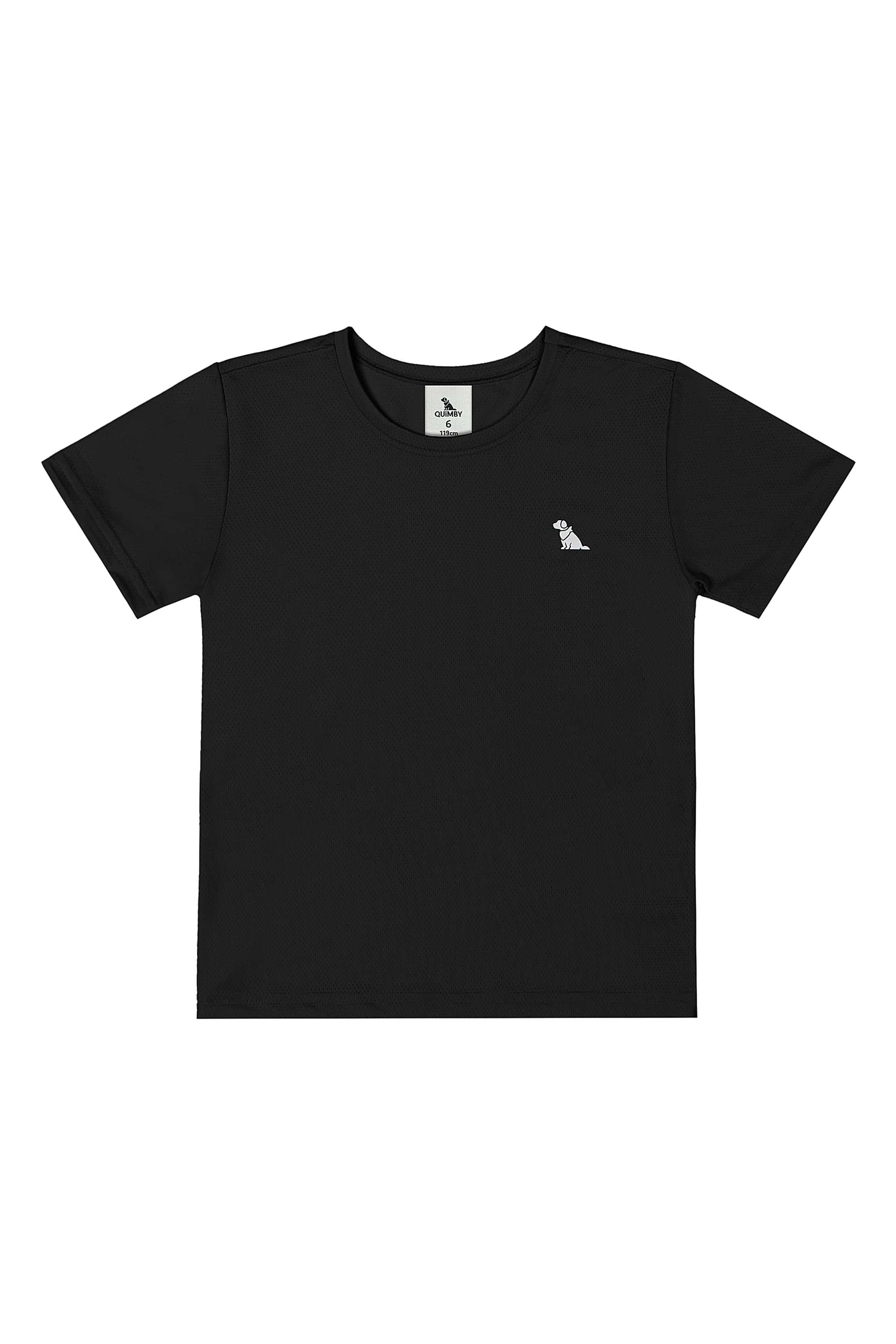 Camiseta Infantil Masculina em Malha Dry Fit (Preto) Quimby