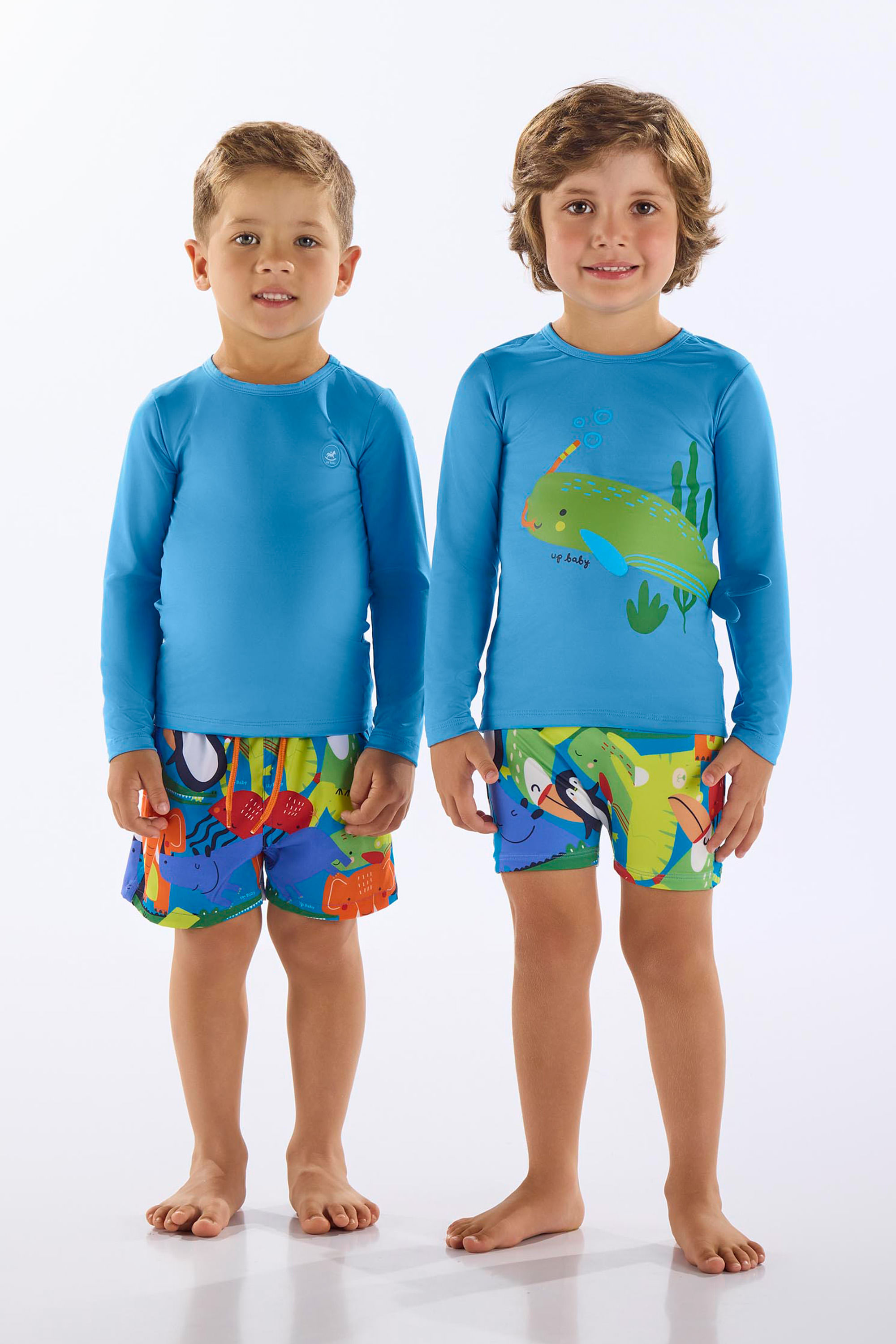 Camiseta Infantil Unissex com FPS +50 (Azul Claro) Up Baby - Imagem 24