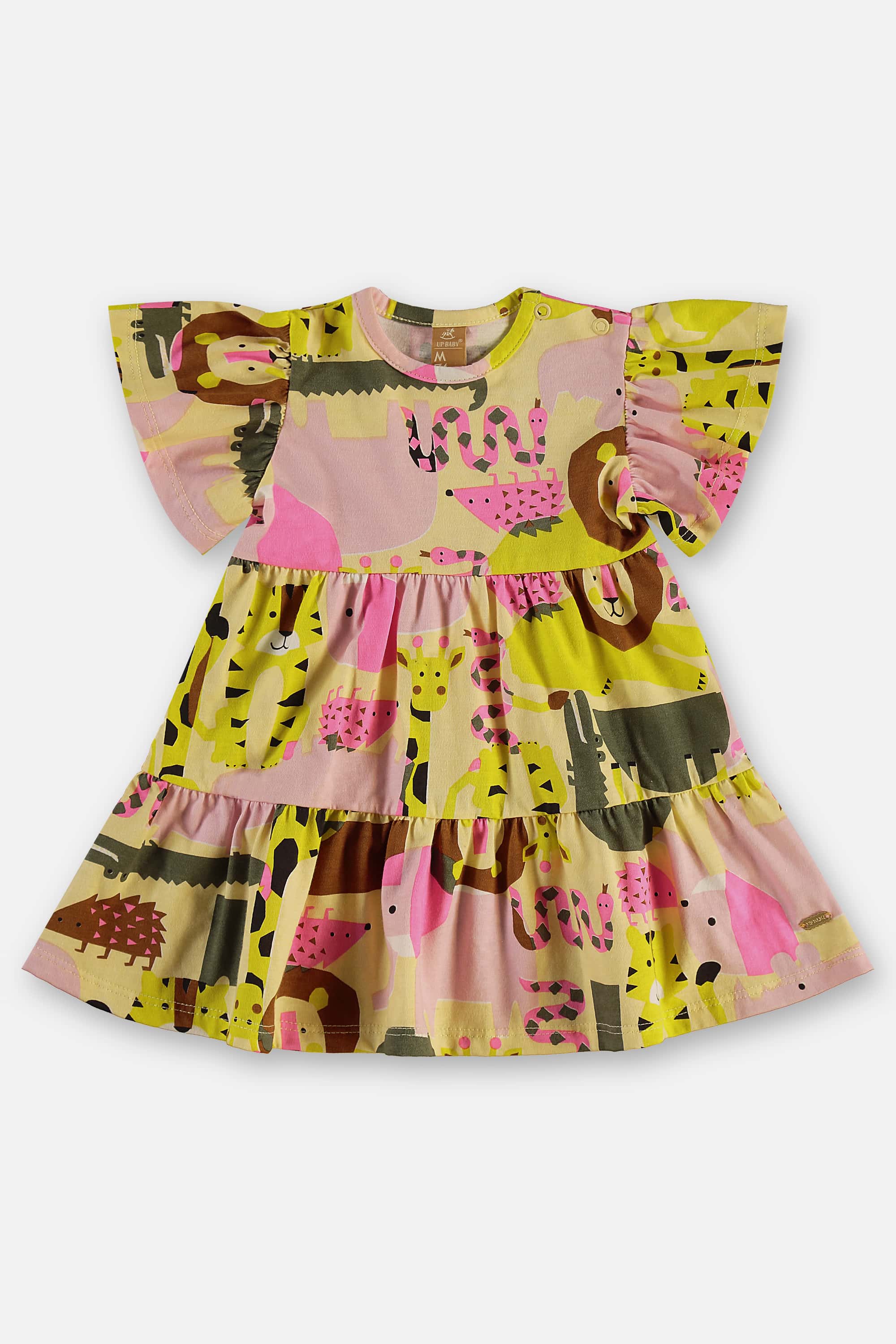 Vestido Manga Curta em Algodão para Bebê (Amarelo) Up Baby - Imagem 14