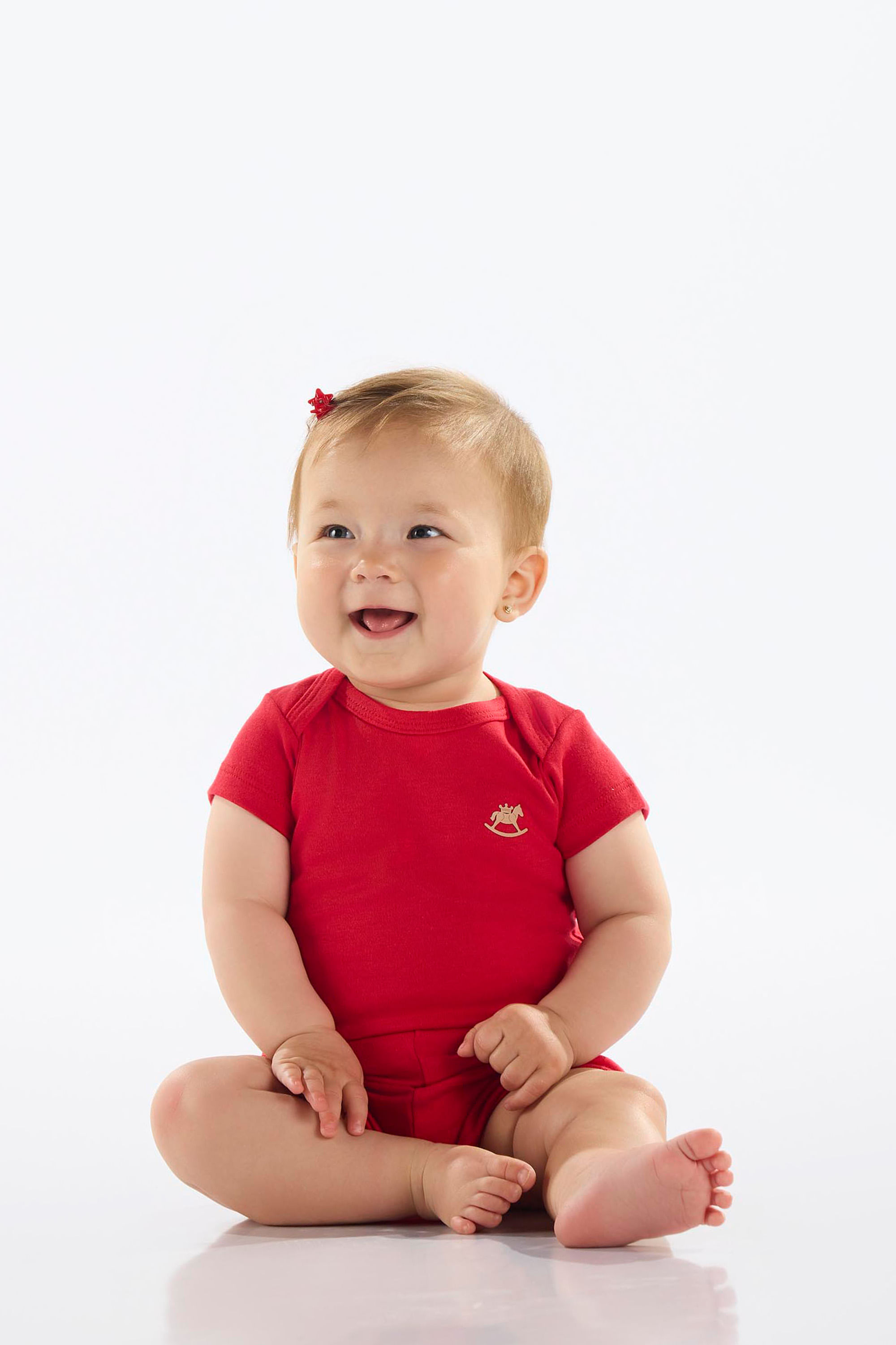 Body Manga Curta Unissex em Suedine Essentials (Vermelho) Up Baby