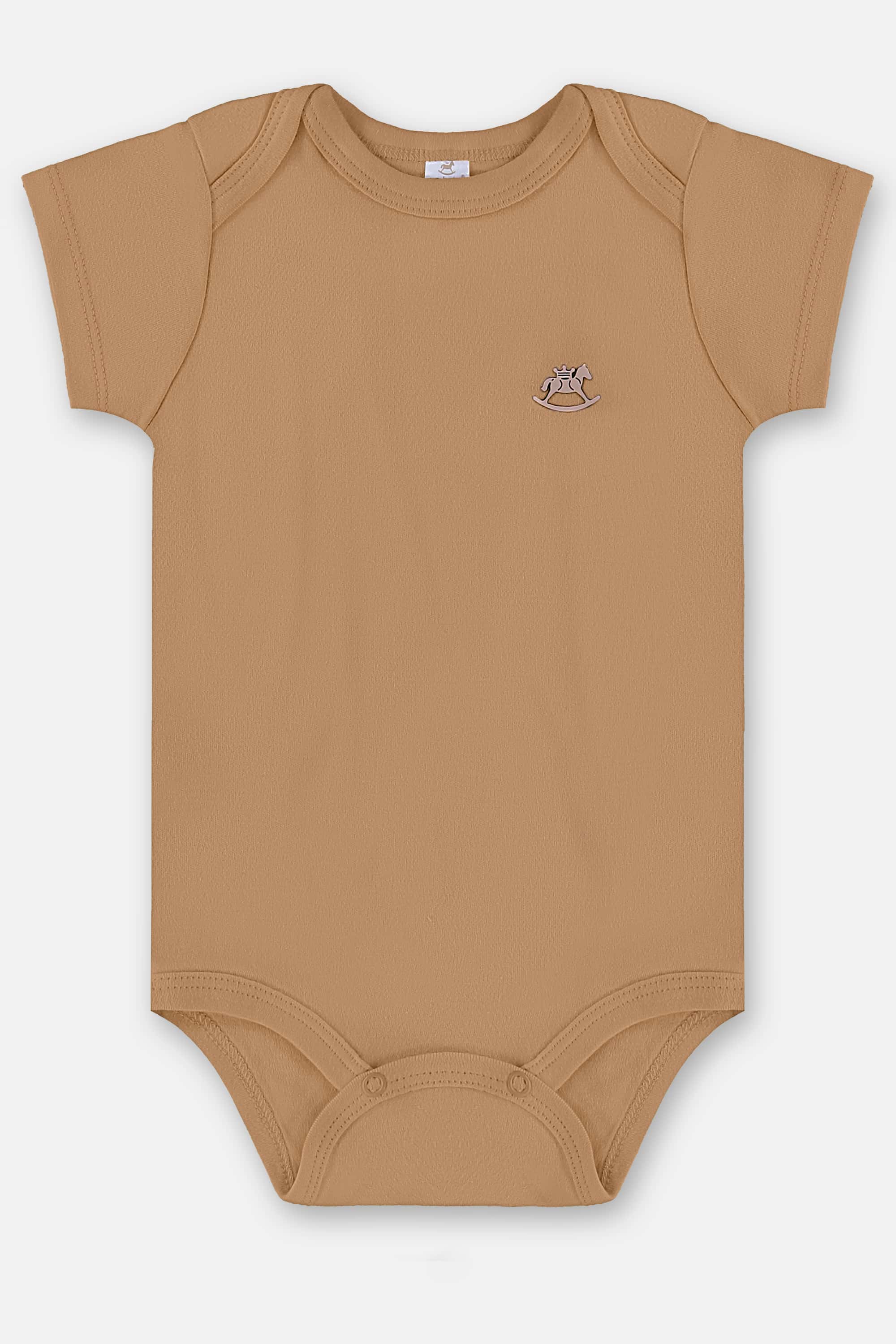 Body Manga Curta Unissex em Suedine Essentials (Marrom) Up Baby - Imagem 9