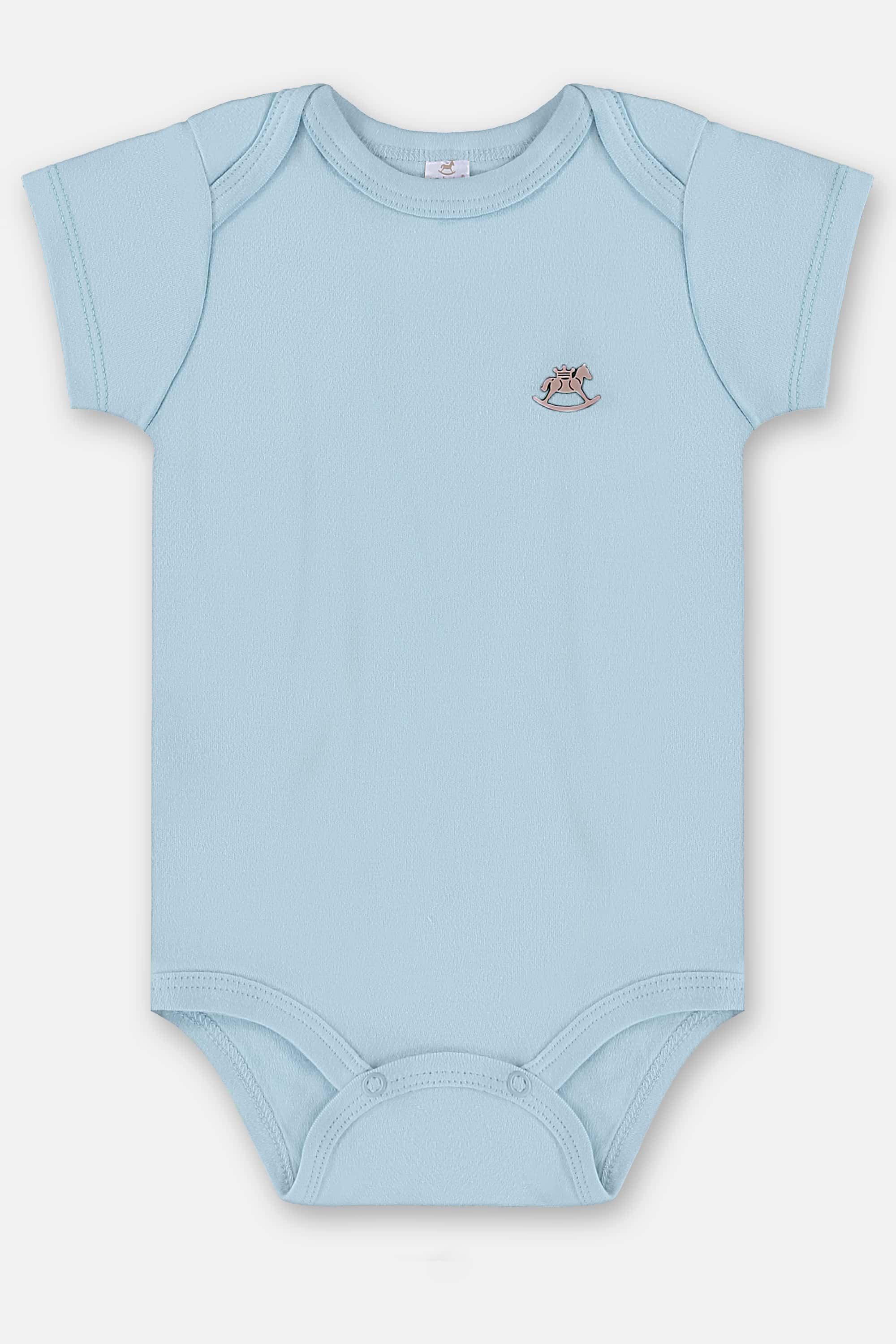 Body Manga Curta Unissex em Suedine Essentials (Azul Claro) Up Baby