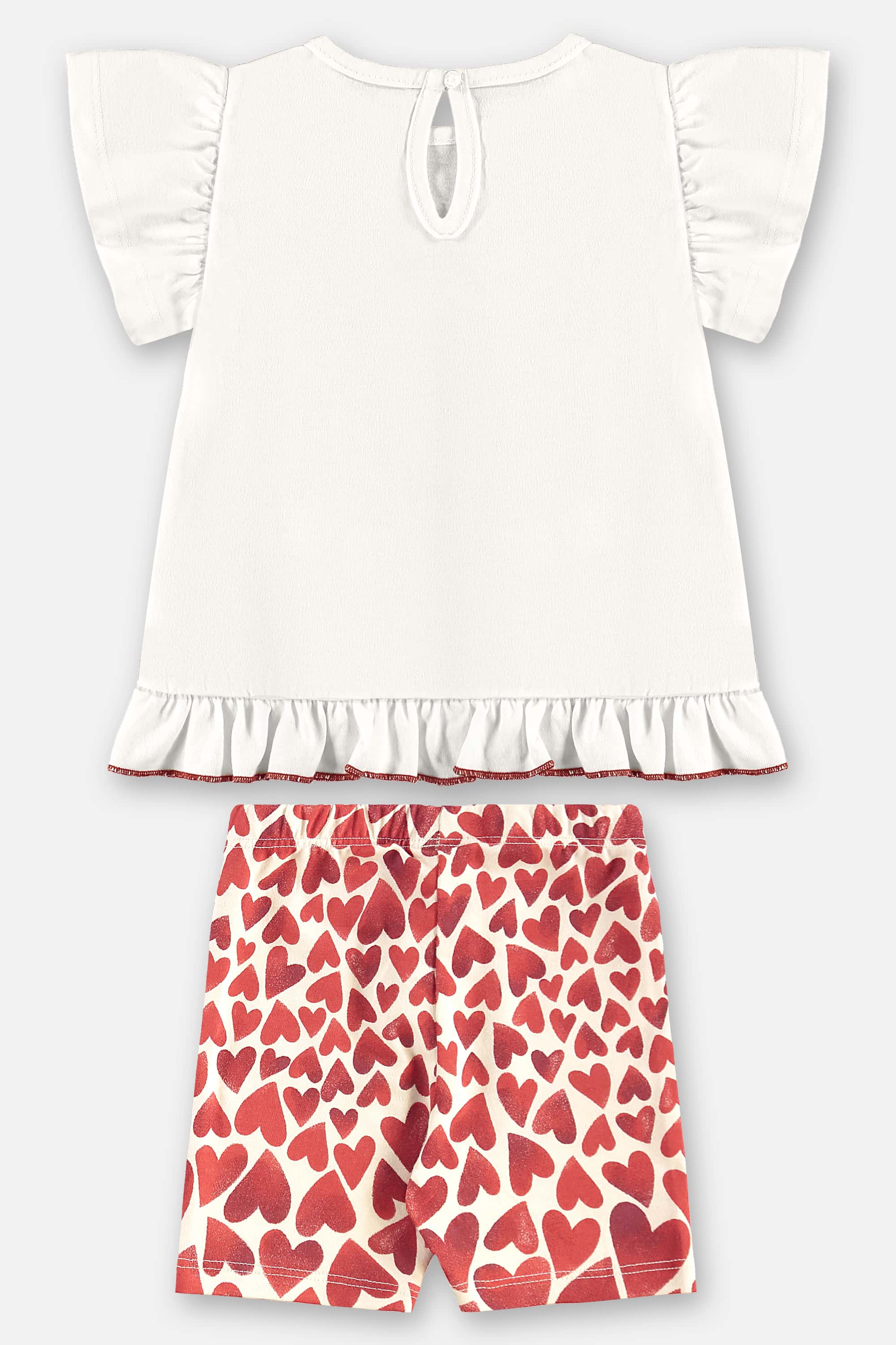 Conjunto com Blusa e Bermuda Ciclista Corações para Bebê Menina (Off White) Up Baby - Imagem 26