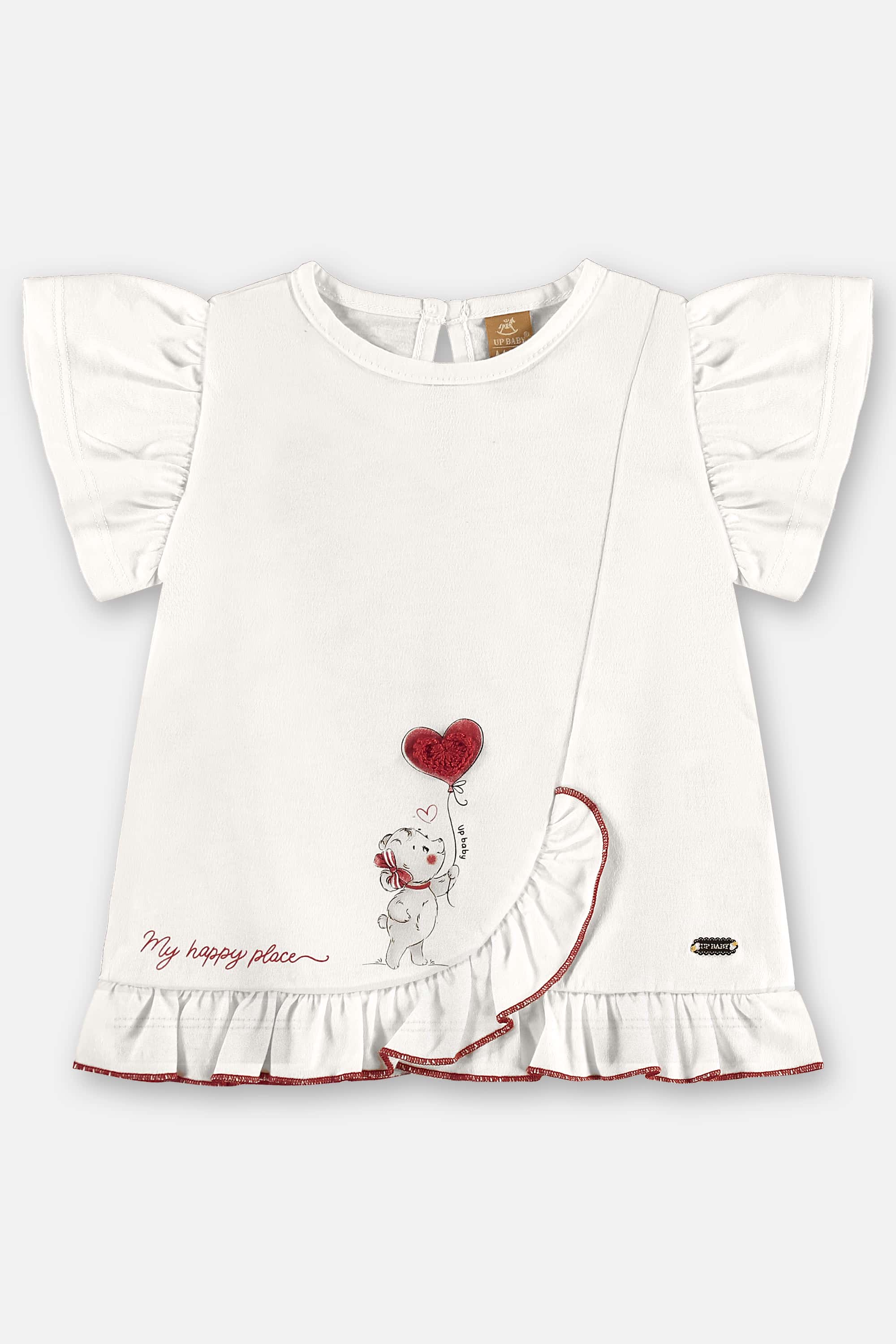 Conjunto com Blusa e Bermuda Ciclista Corações para Bebê Menina (Off White) Up Baby - Imagem 38