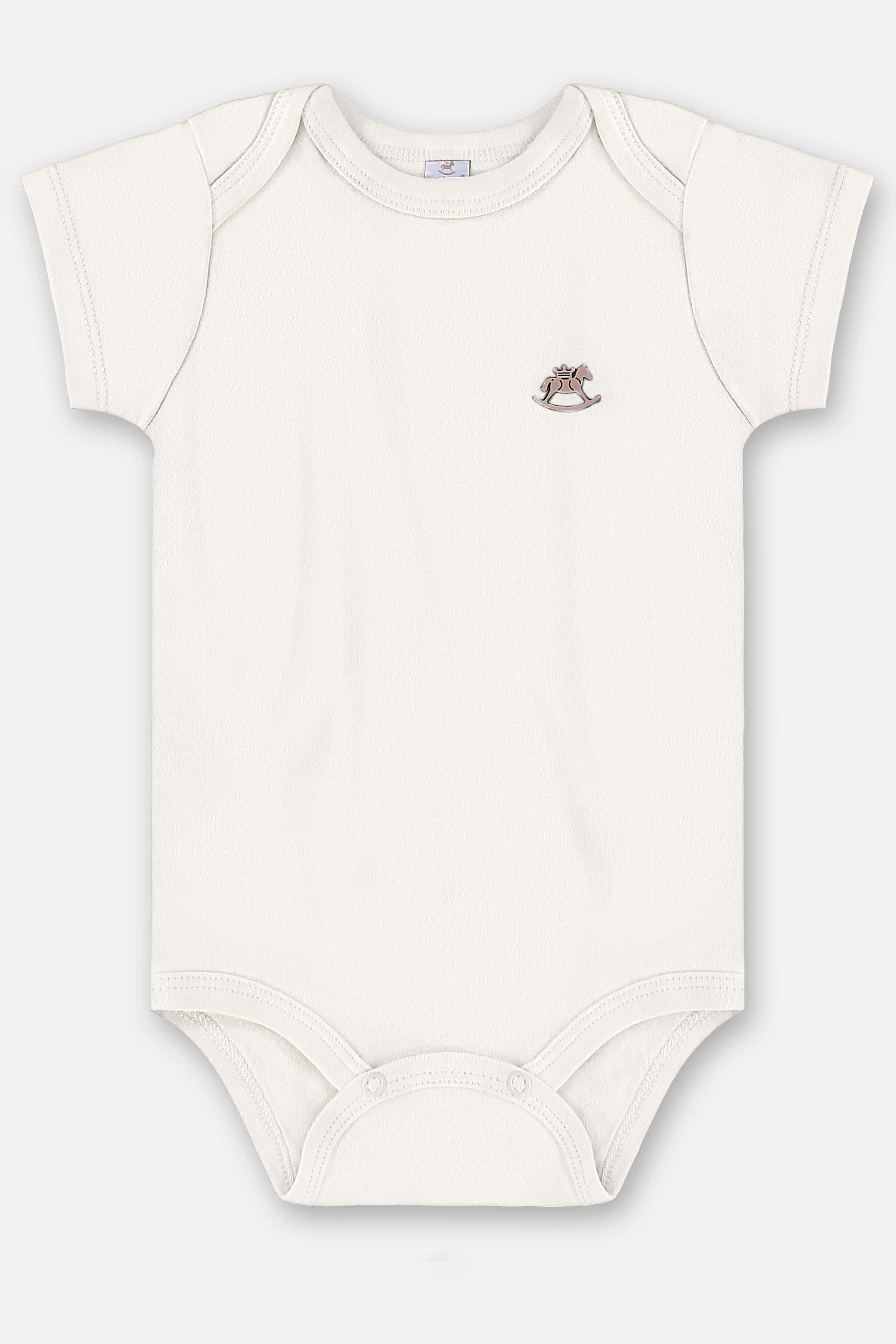 Body Manga Curta Unissex em Suedine Essentials (Off White) Up Baby - Imagem 3