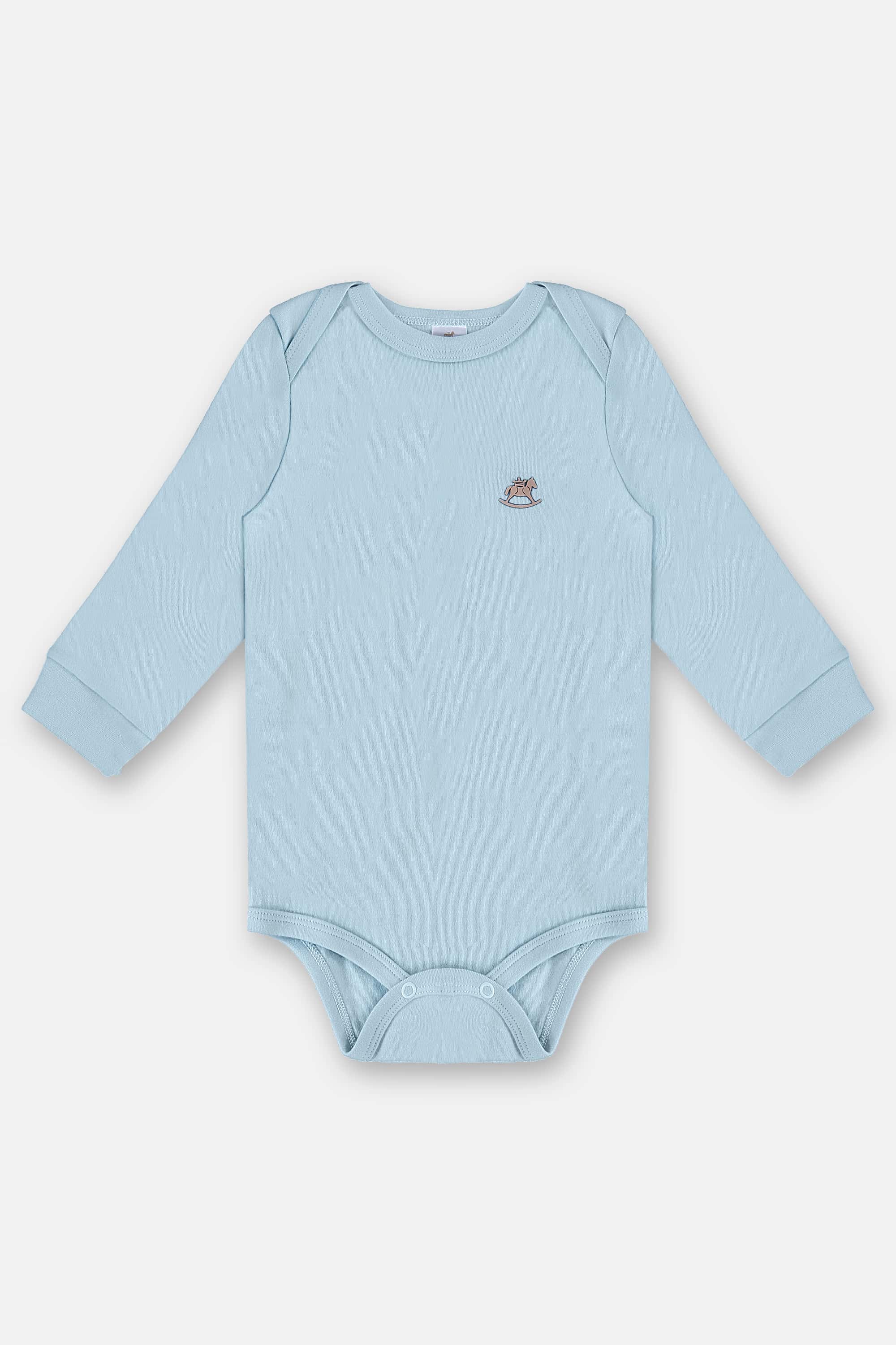Body Manga Longa Unissex em Suedine Essentials (Azul Claro) Up Baby