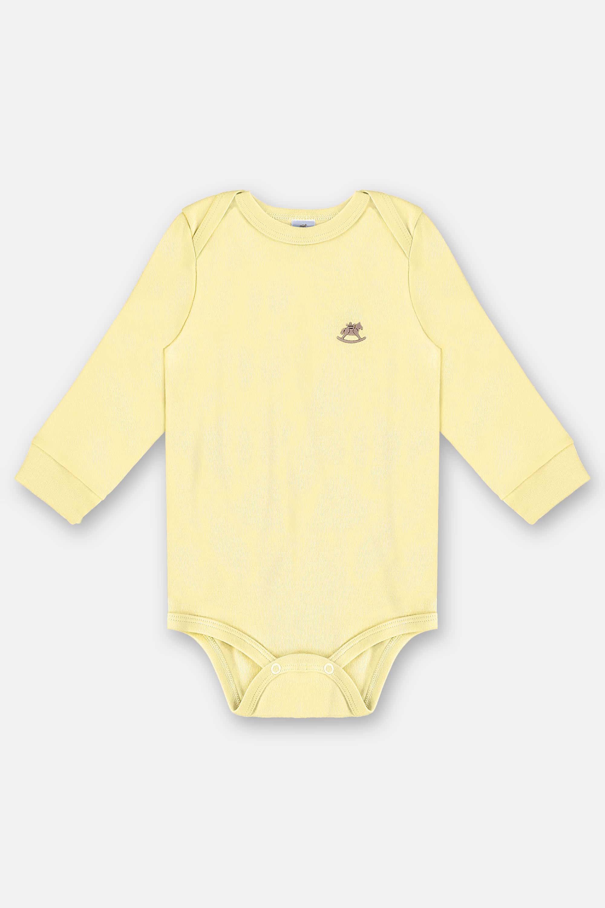 Body Manga Longa Unissex em Suedine Essentials (Amarelo) Up Baby