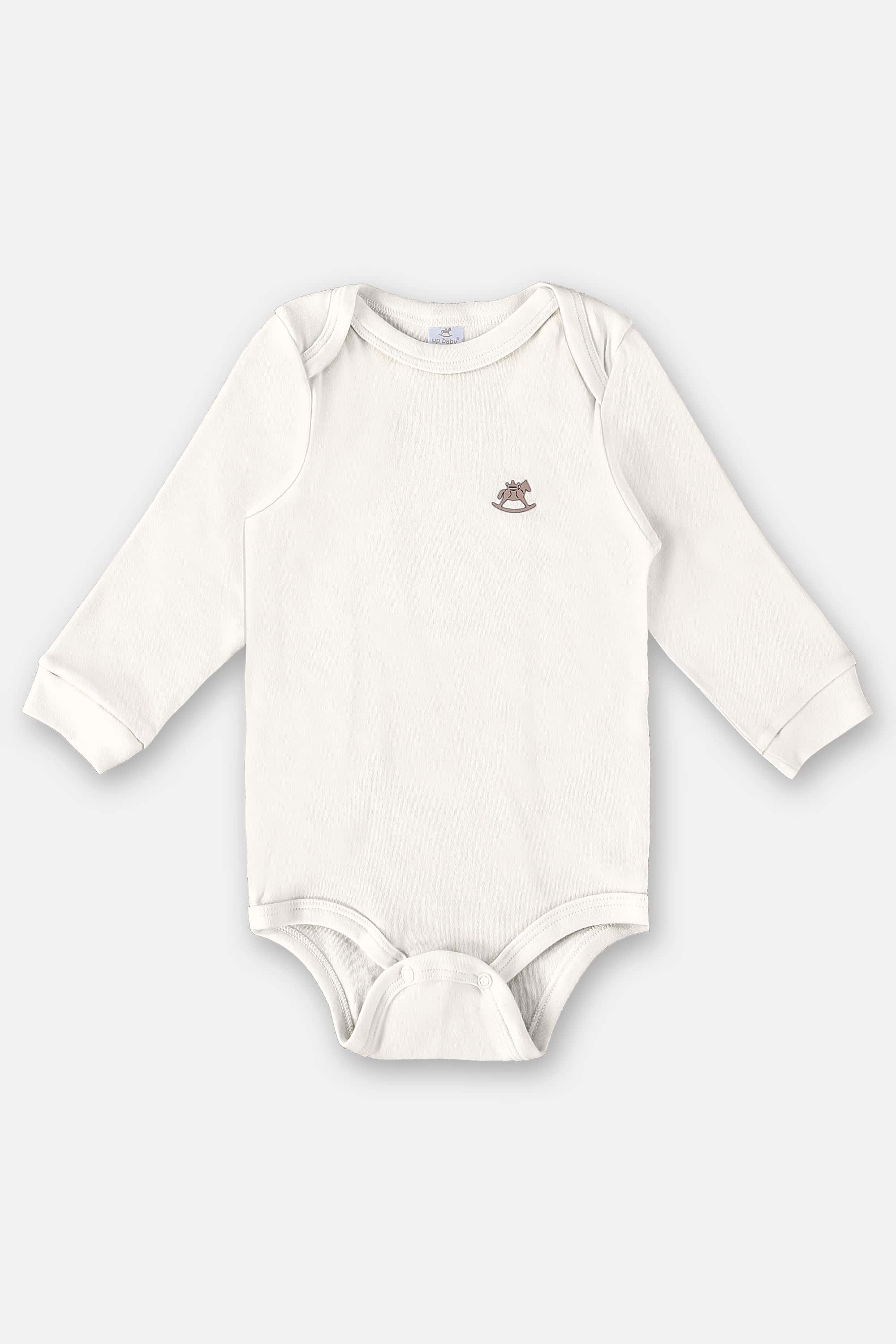 Body Manga Longa Unissex em Suedine Essentials (Off White) Up Baby - Imagem 7