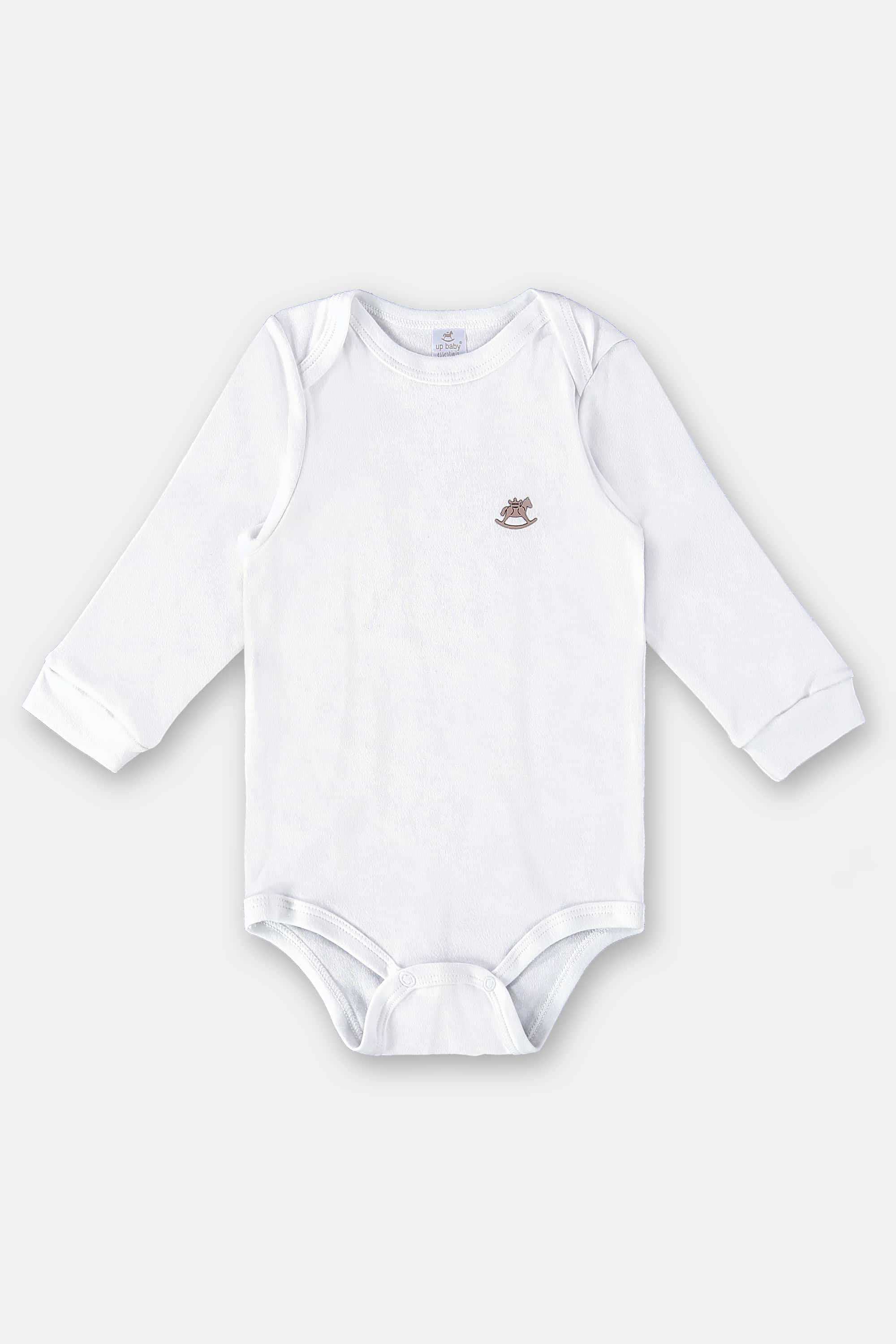 Body Manga Longa Unissex em Suedine Essentials (Branco) Up Baby