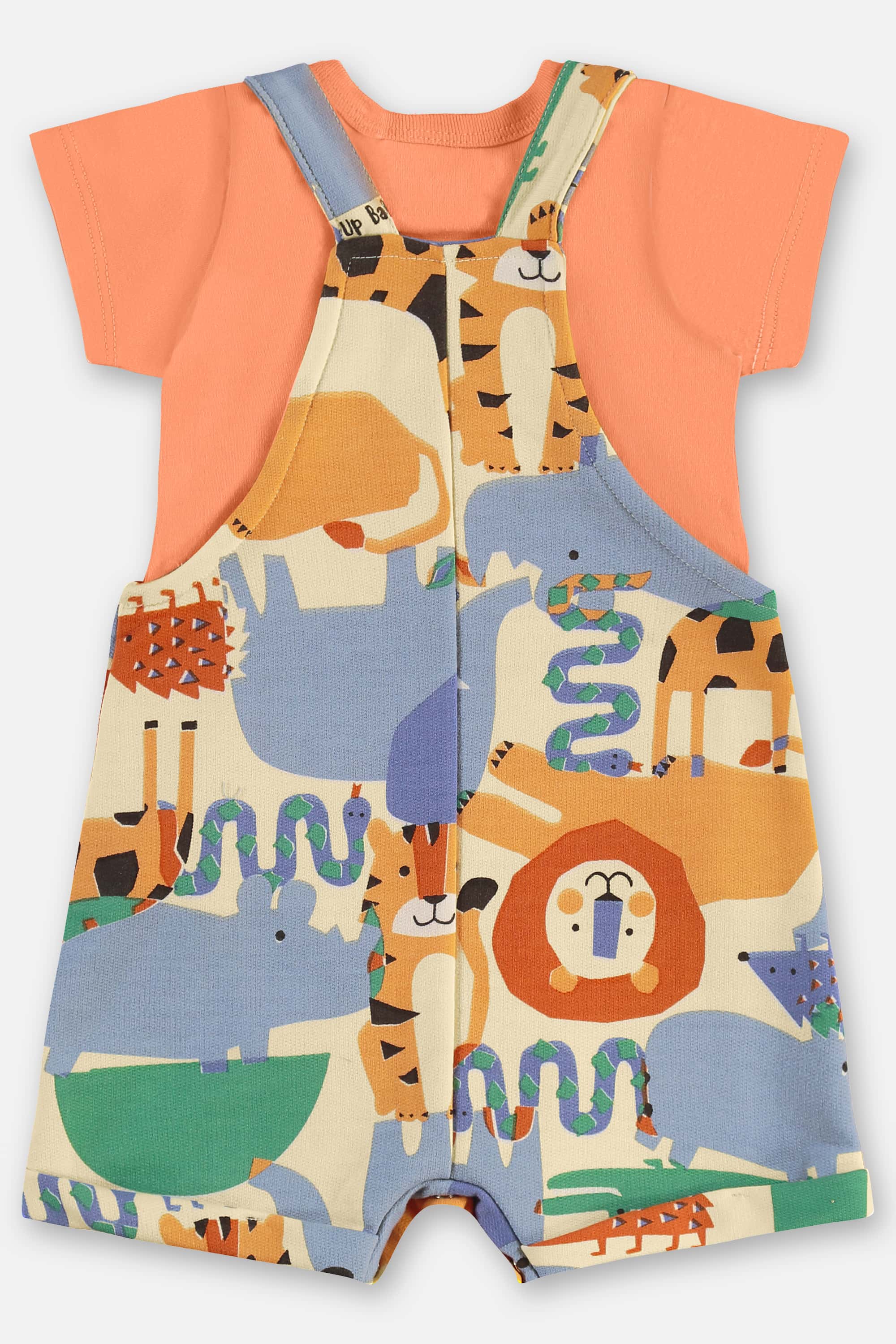 Conjunto com Jardineira Bichinhos e Body para Bebê Menino (Laranja) Up Baby - Imagem 4