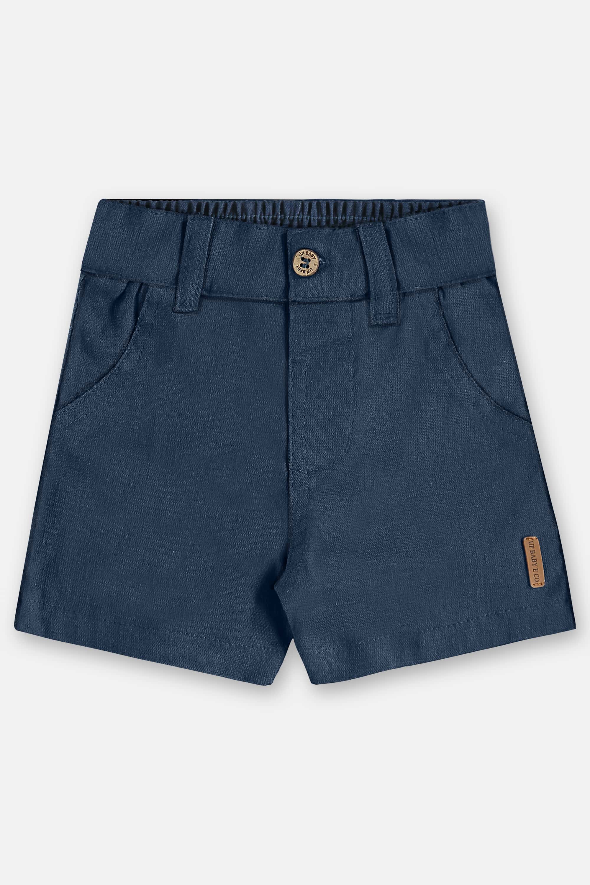 Bermuda em Linho para Bebê Menino (Azul) Up Baby