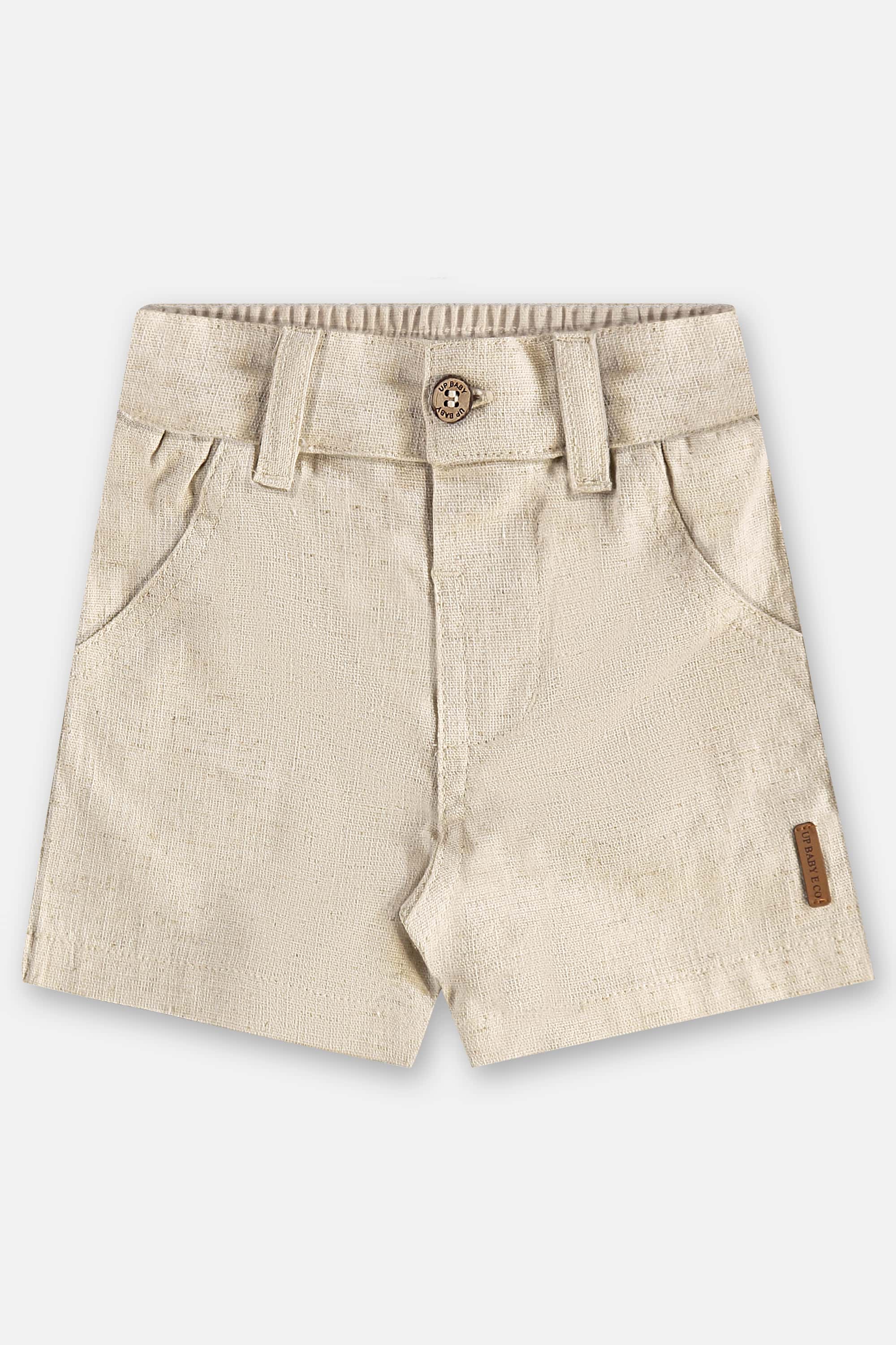 Bermuda em Linho para Bebê Menino (Bege) Up Baby