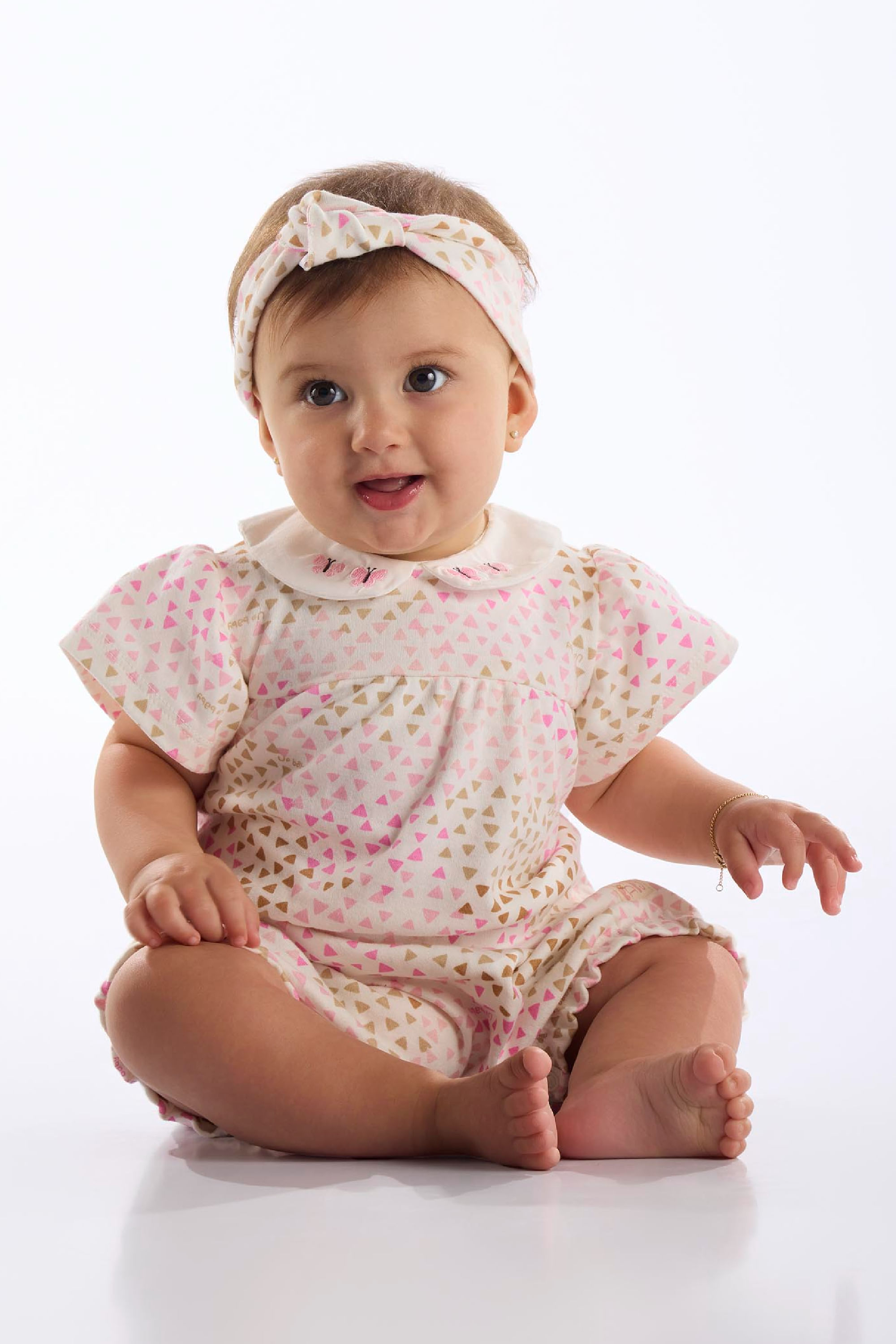 Macaquinho Estampado para Bebê Menina (Off White) Up Baby