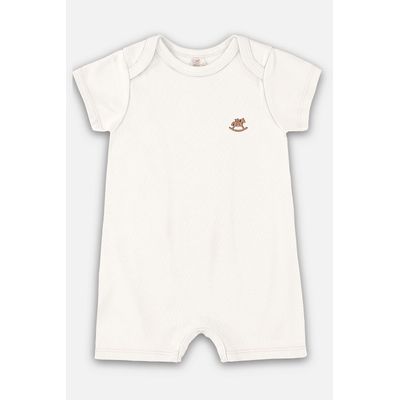 Macaquinho Unissex Bebê em Suedine Essentials (Off White) Up Baby