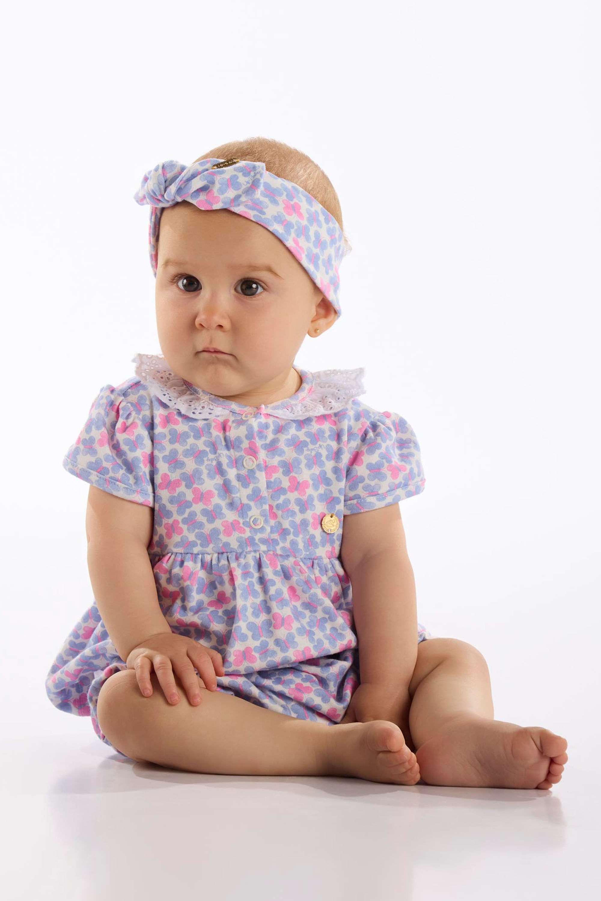 Conjunto Borboletas com Bata e Short para Bebê Menina (Roxo) Up Baby