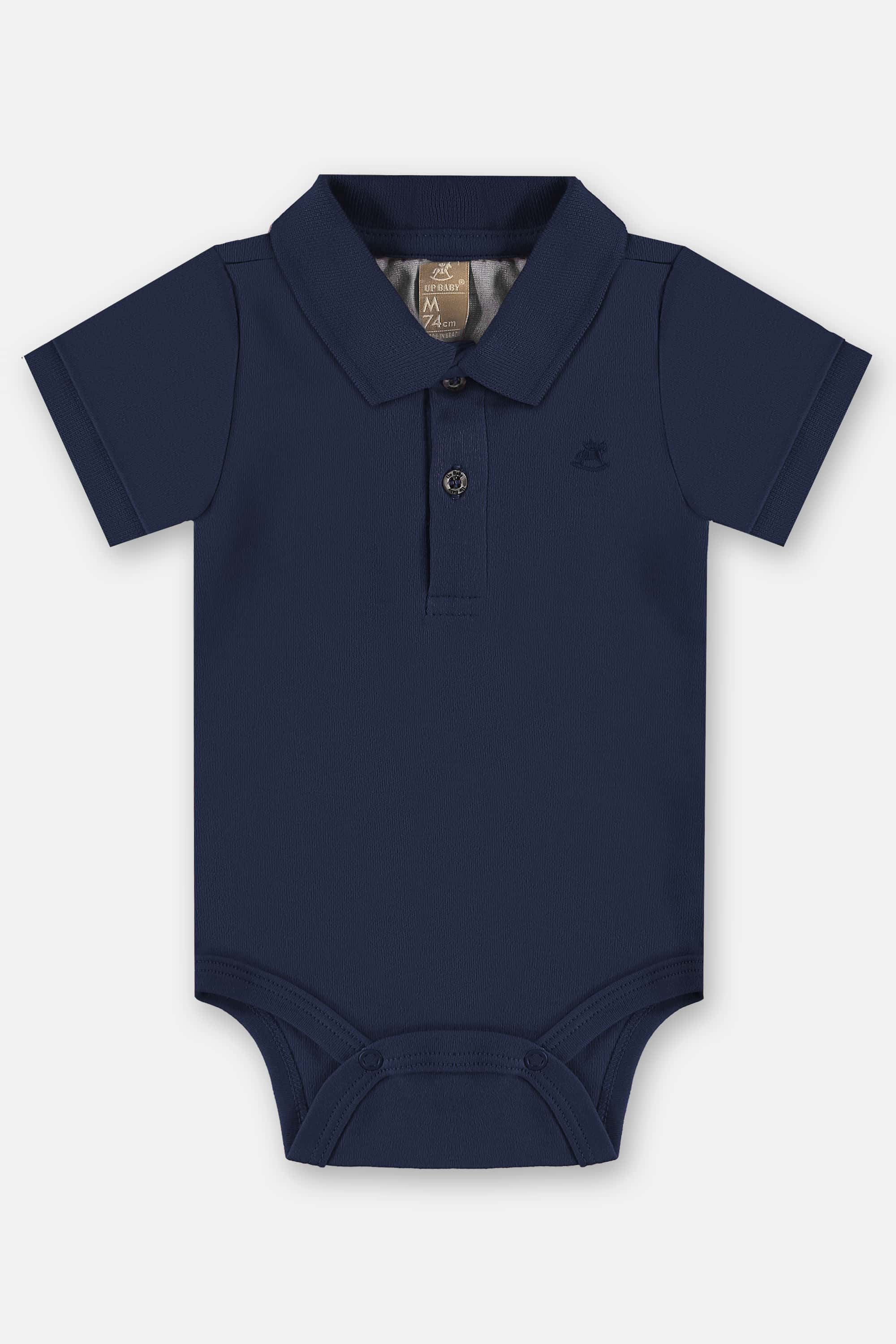 Body Polo em Suedine para Bebê Menino (Azul Marinho) Up Baby