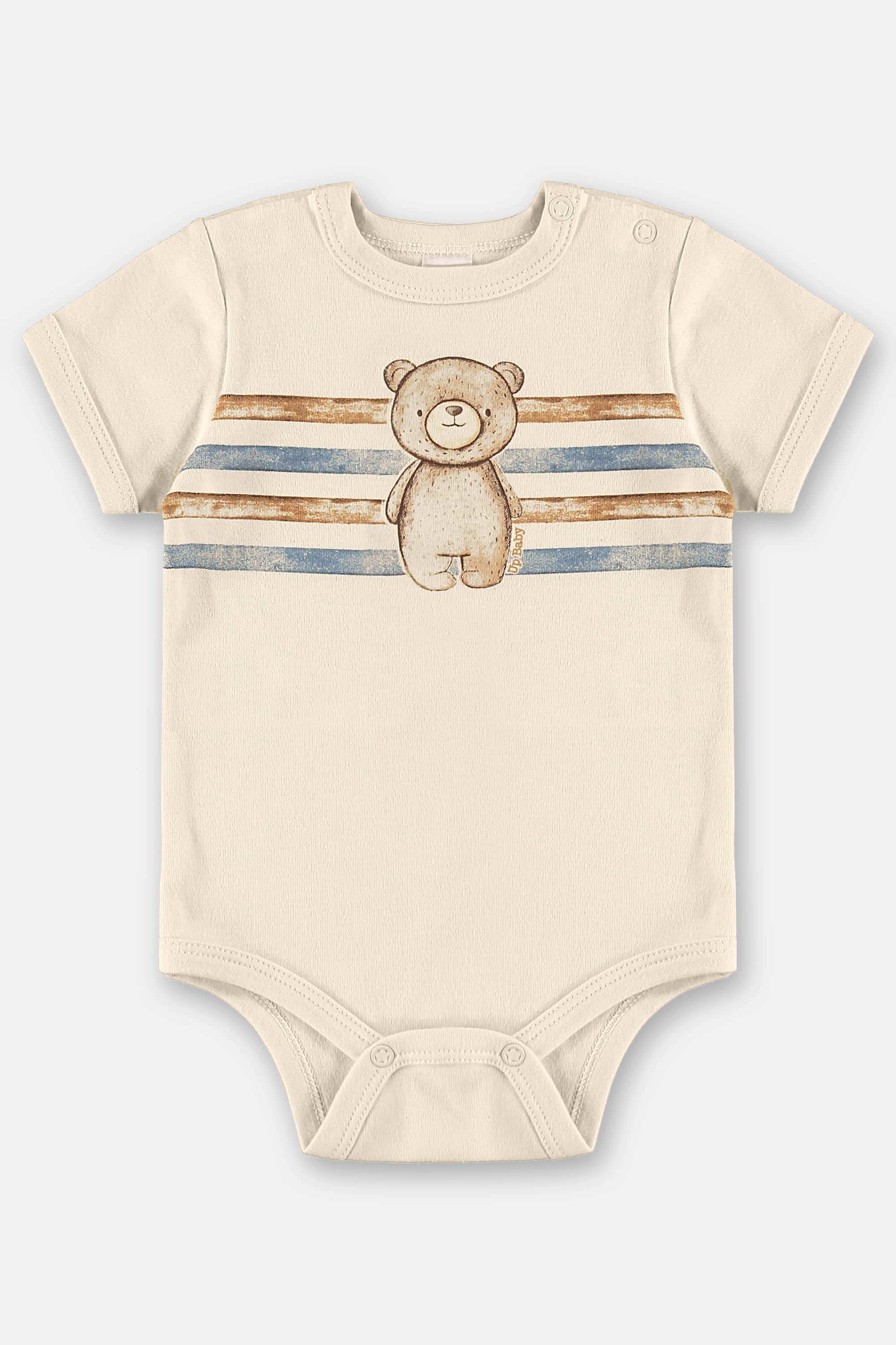 Conjunto Ursinho Listrado com Body e Short para Bebê Menino (Bege) Up Baby - Imagem 31