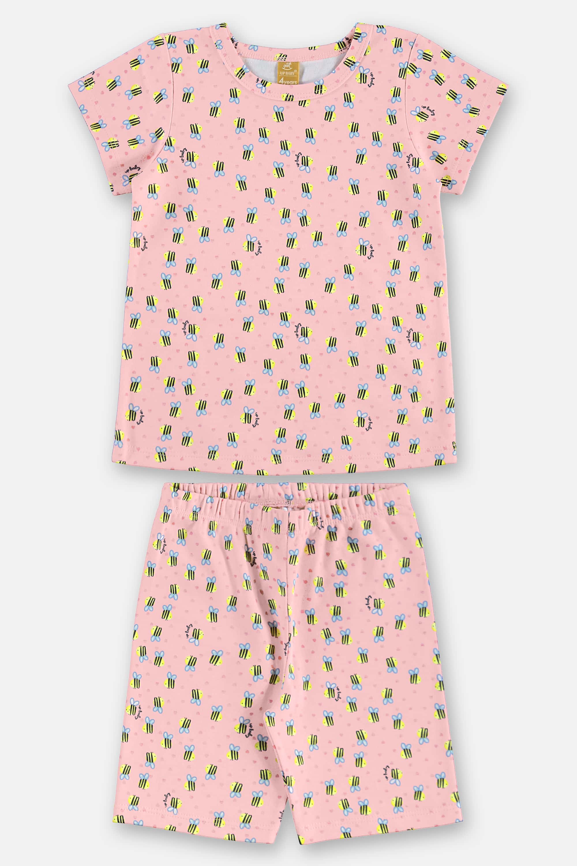 Pijama Infantil Feminino Blusa e Bermuda em Suedine (Rosa) Up Baby - Imagem 44