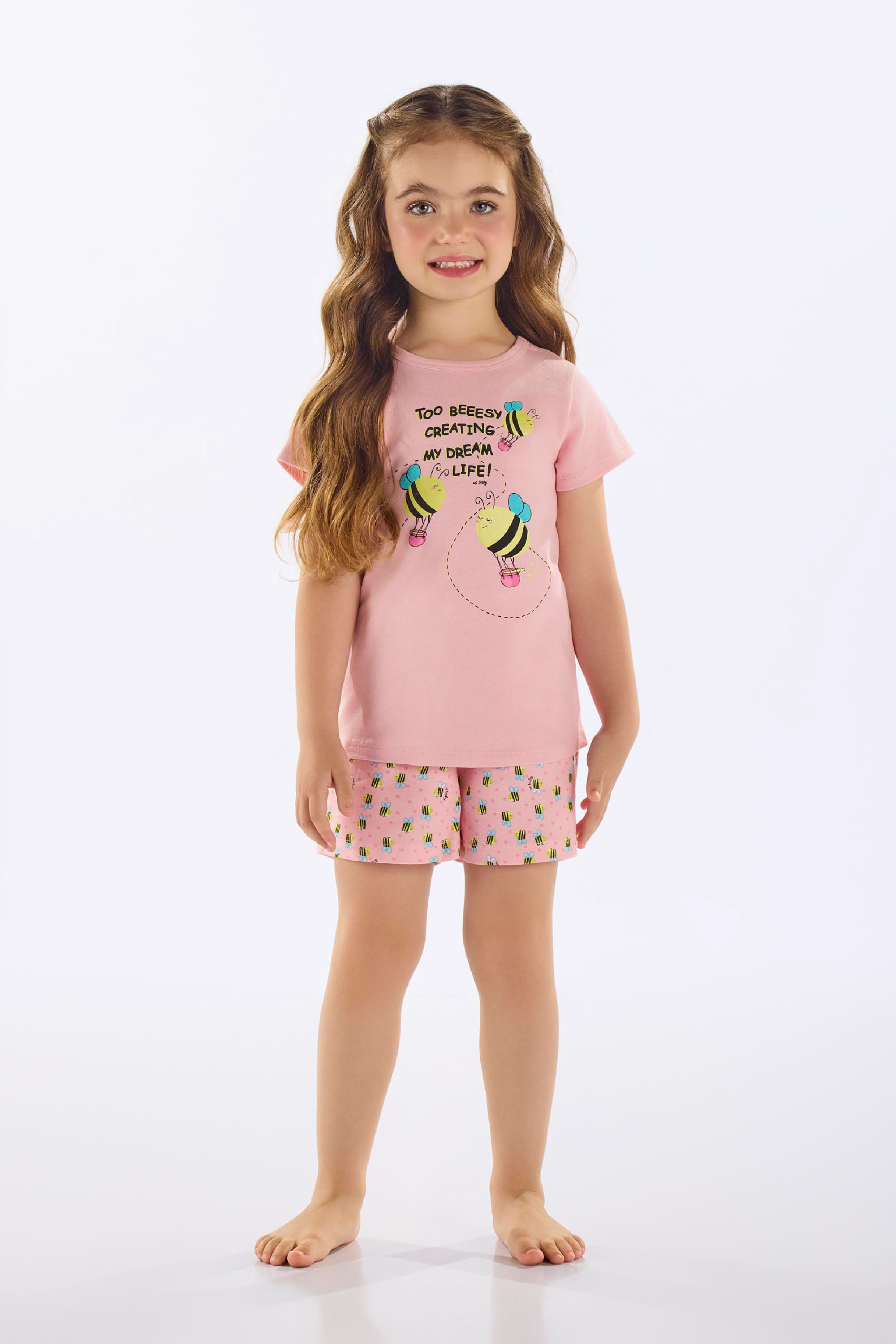 Pijama Infantil Feminino Blusa e Short em Suedine (Rosa) Up Baby