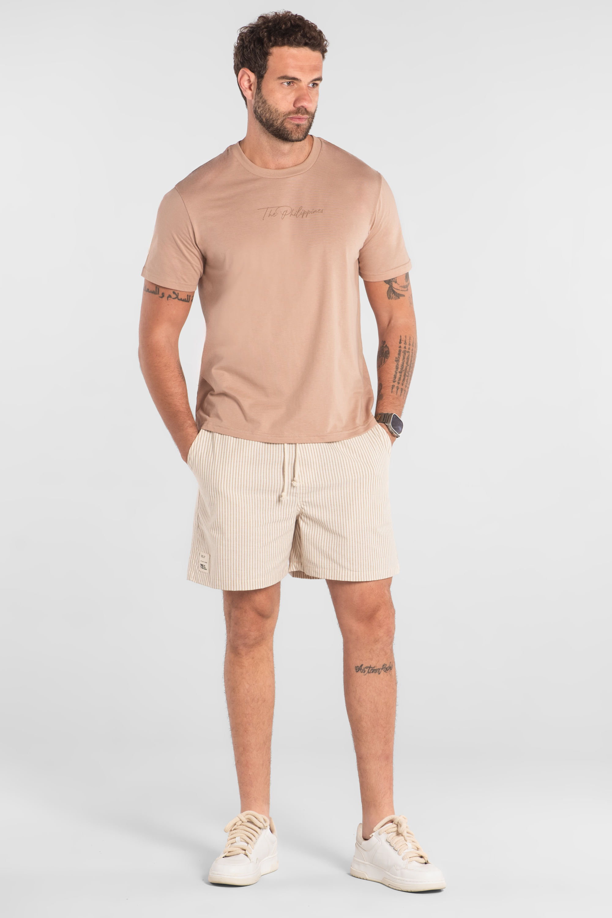 Camiseta Masculina Manga Curta em Algodão (Marrom) The Philippines