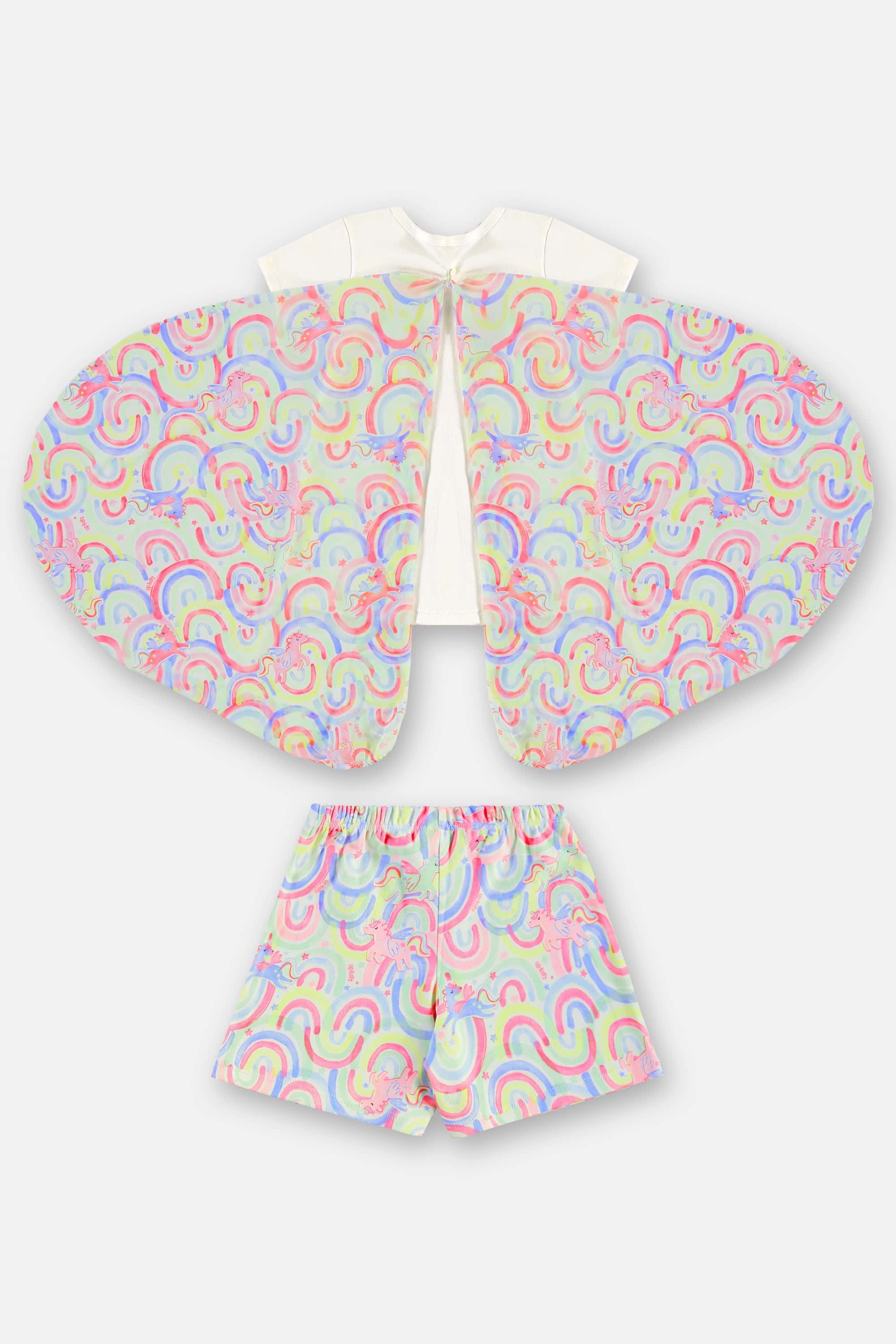 Pijama Unicórnio Infantil Feminino em Suedine com Asas (Off White) Up Baby - Imagem 6
