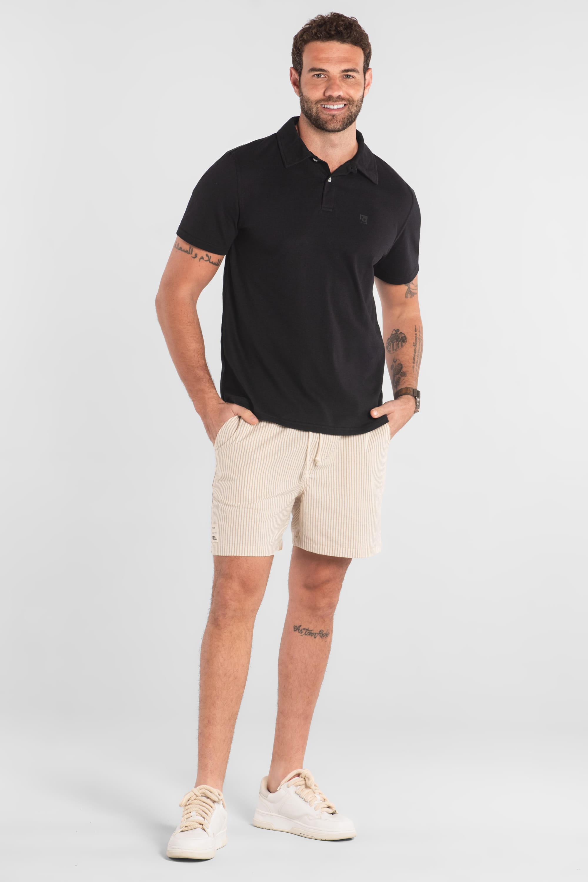 Camisa Polo Masculina Piquet com Elastano (Preto) The Philippines