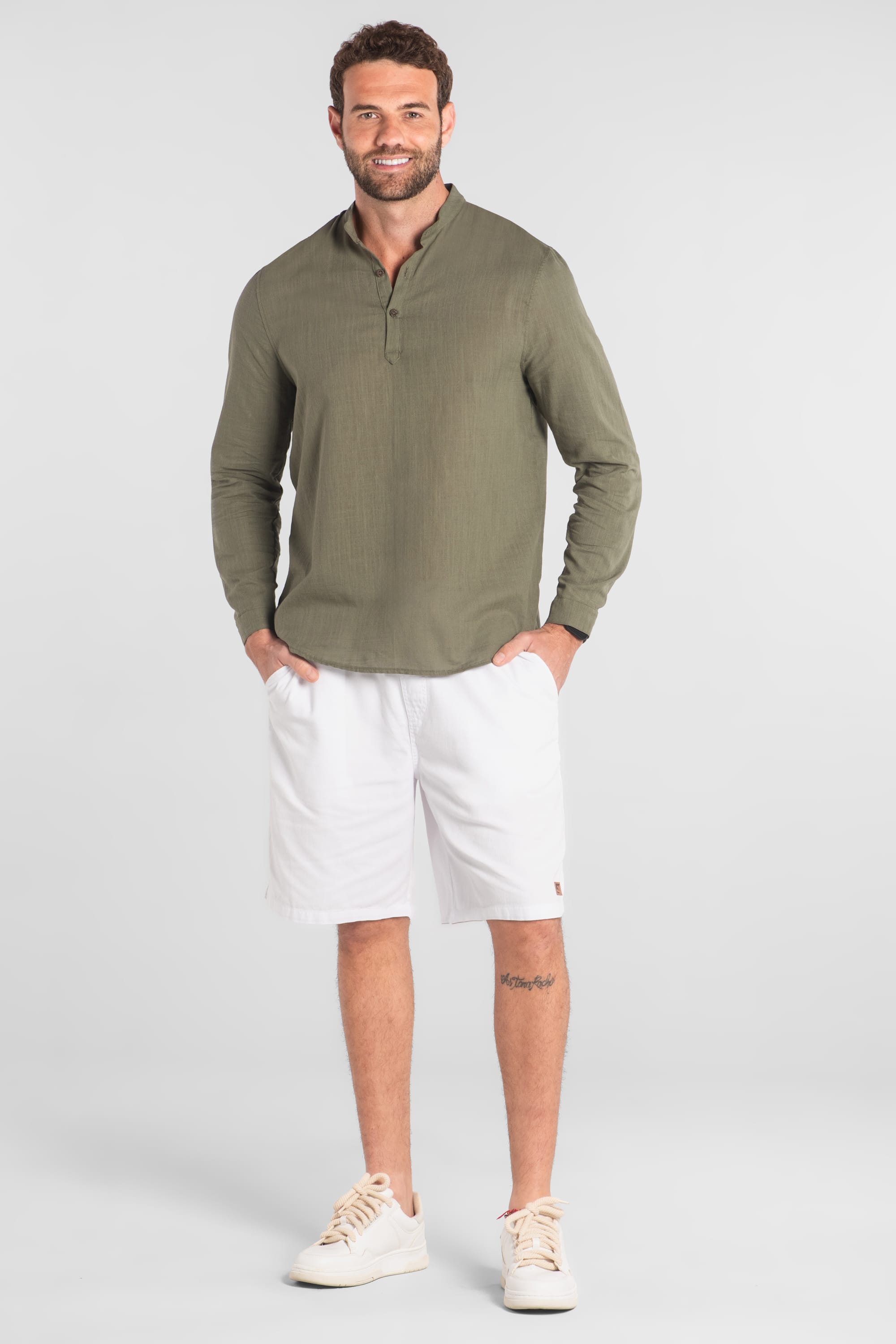 Bata Masculina Manga Longa em Algodão (Verde) The Philippines - Imagem 4