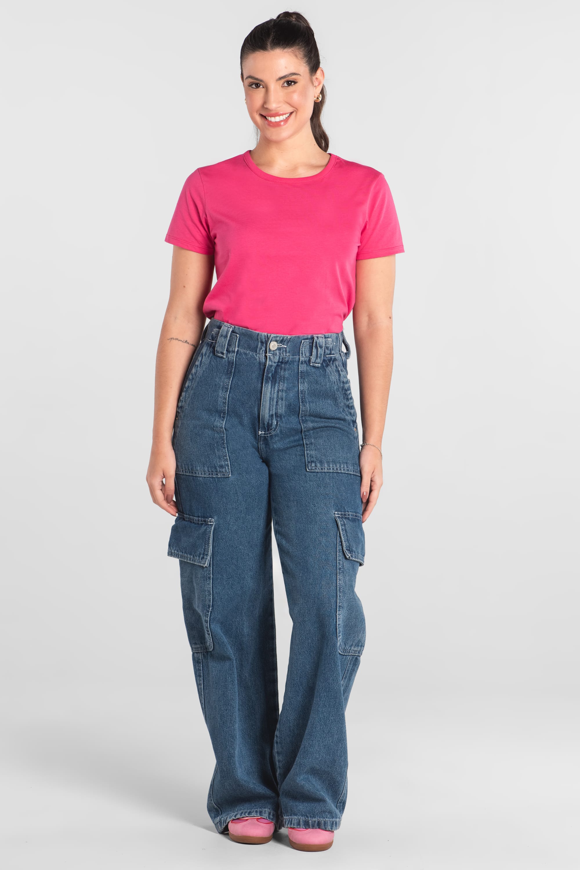 Blusa Feminina Adulto em Algodão Manga Curta (Rosa) Just Basic - Imagem 11