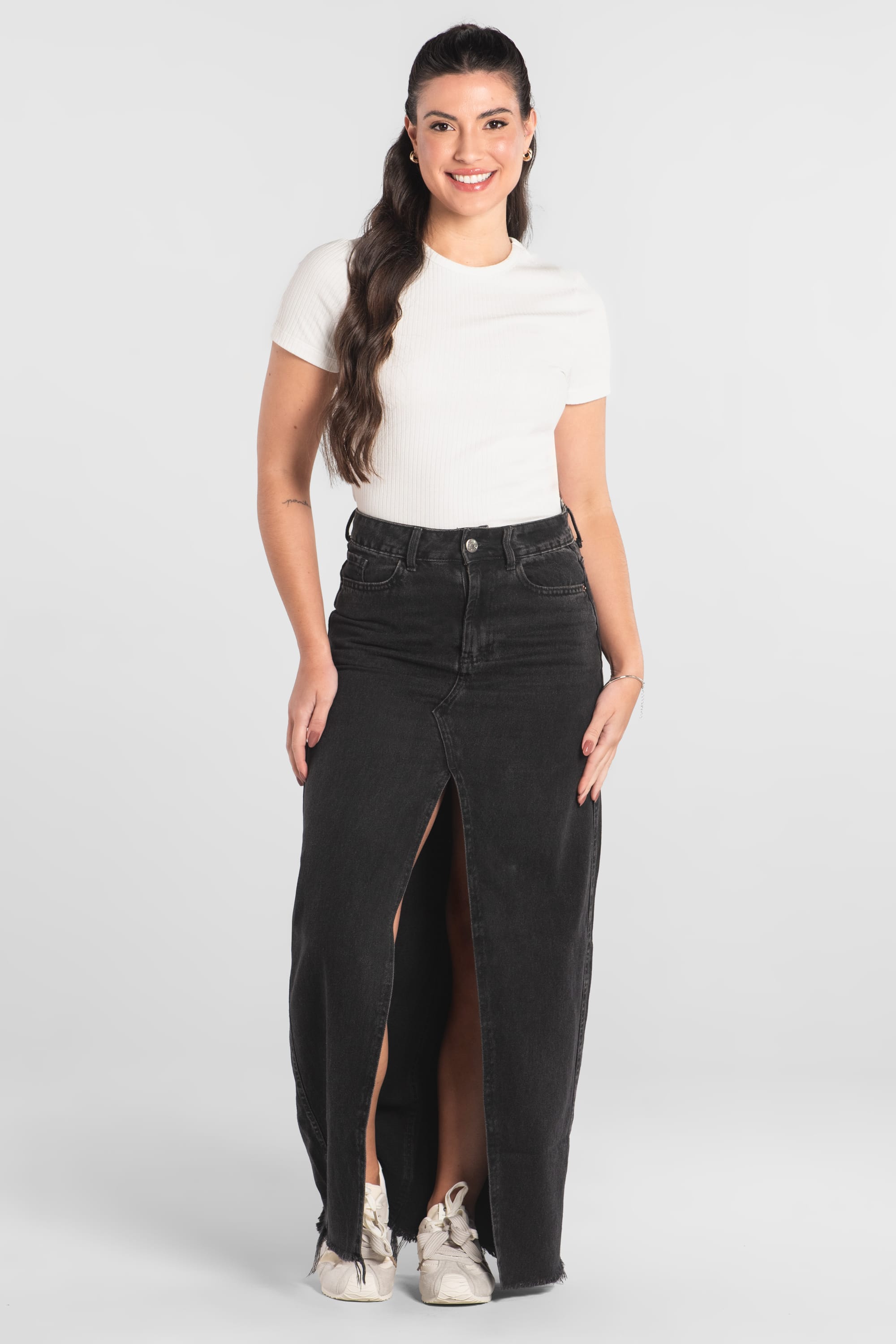 Blusa Feminina Adulto em Ribana Canelada (Off White) Just Basic - Imagem 4
