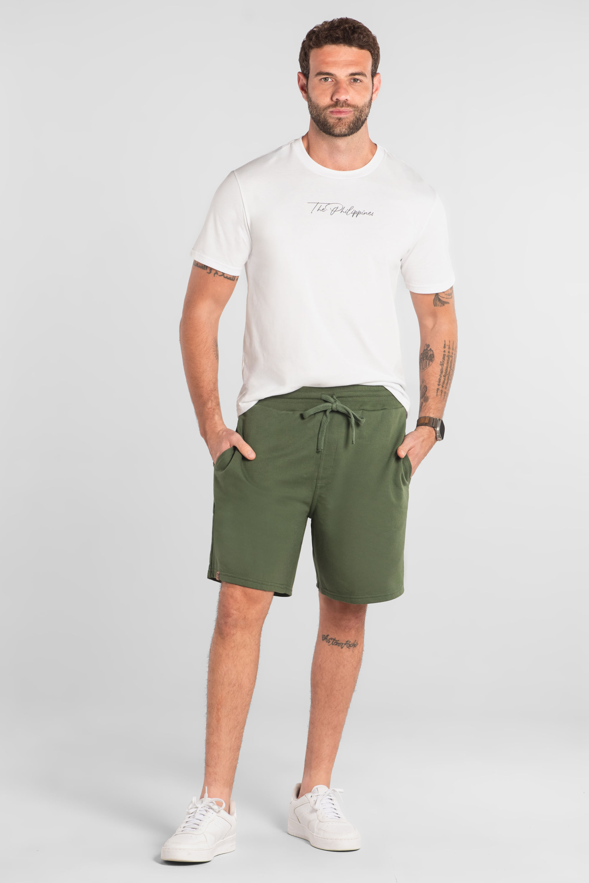 Bermuda Masculina em Moletom Sem Felpa (Verde) The Philippines