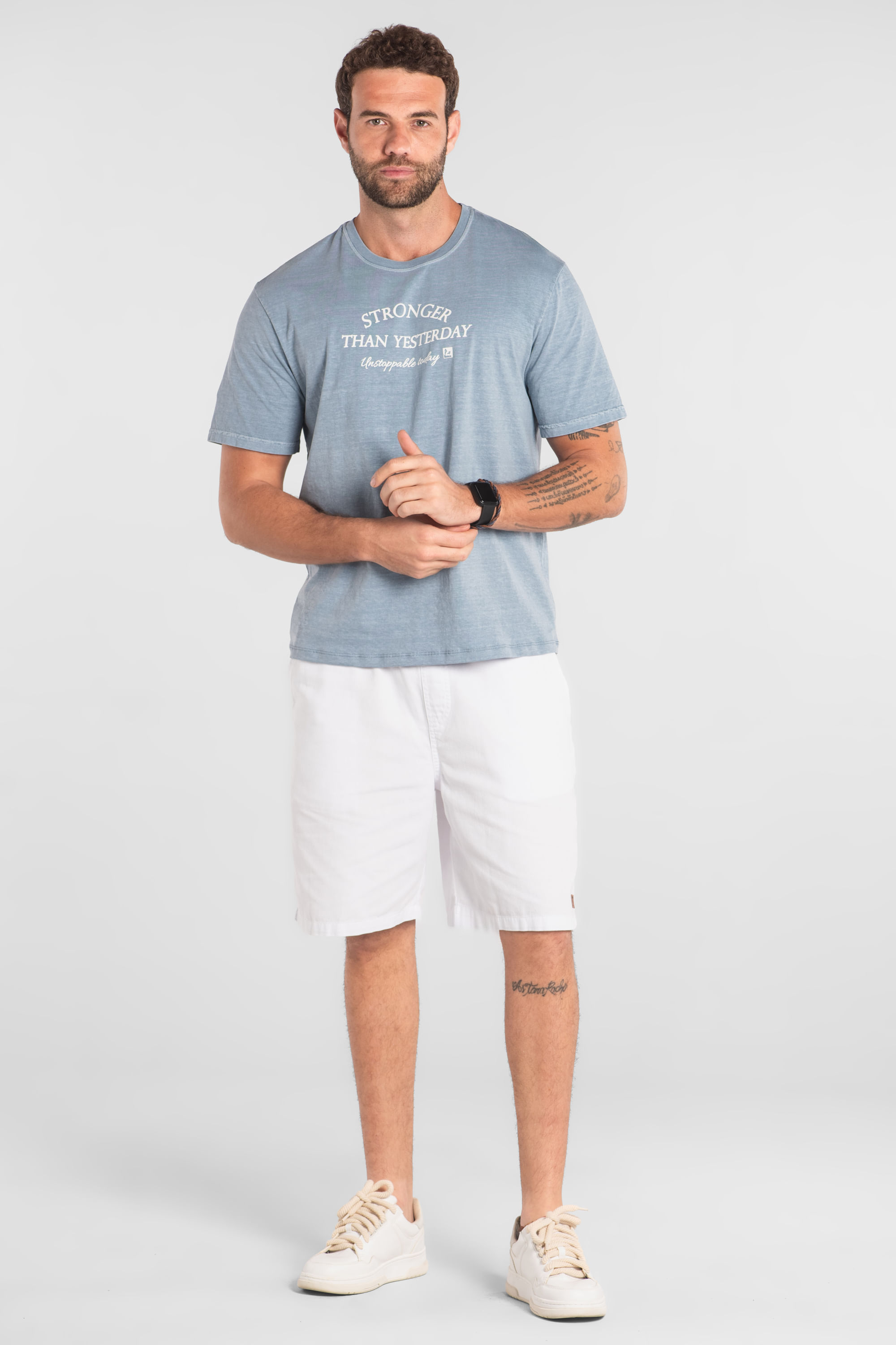 Camiseta Masculina Stronger em Algodão (Azul) The Philippines