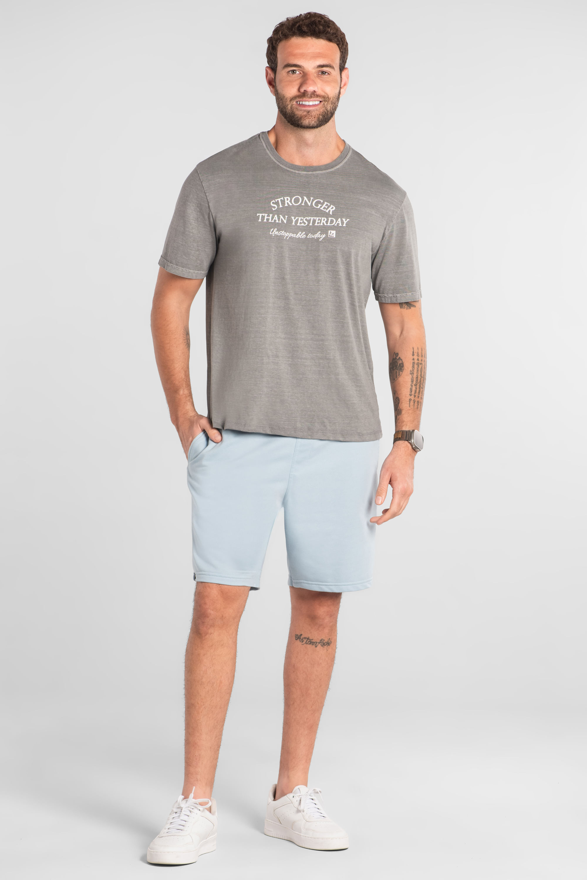 Bermuda Masculina em Moletom Sem Felpa (Azul) The Philippines - Imagem 5