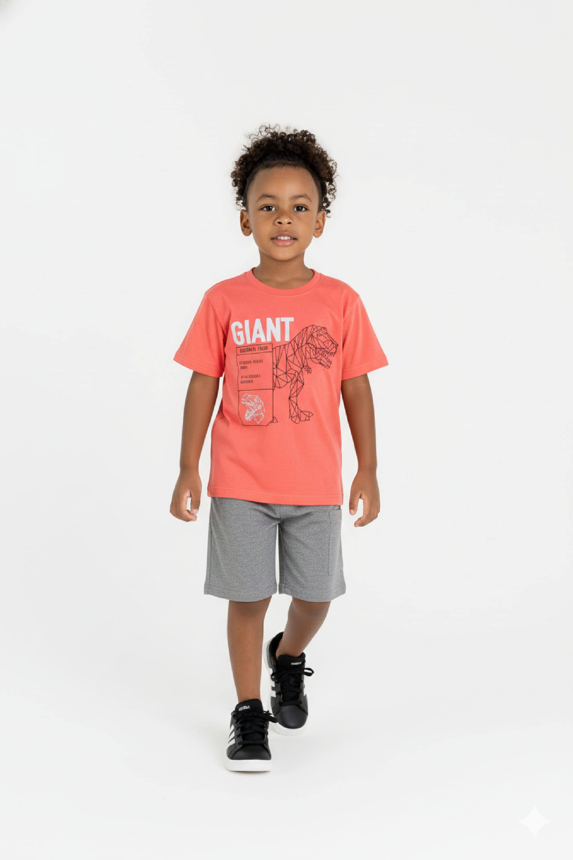 Conjunto Infantil para Menino com Camiseta e Bermuda (Coral) Guloseima