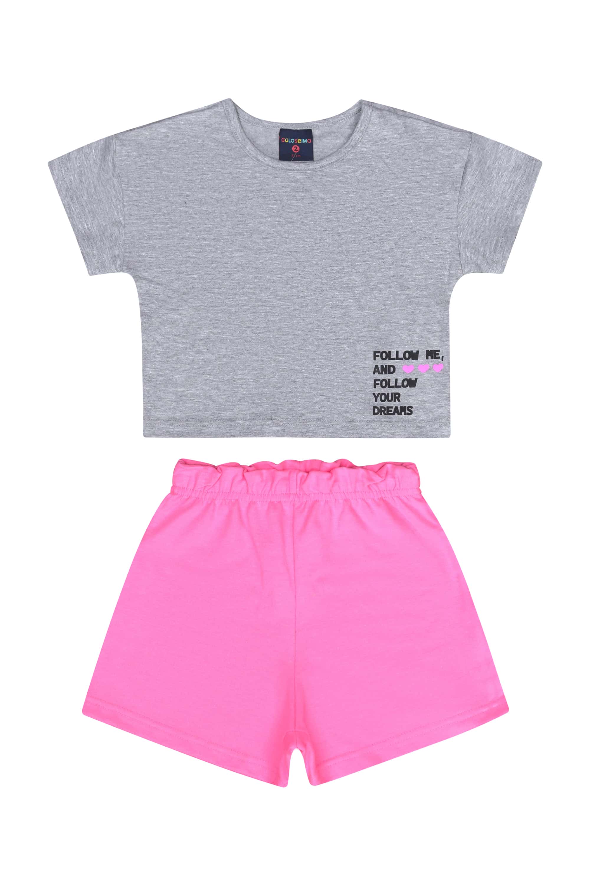 Conjunto Infantil com Blusa e Shorts para Menina (Cinza) Guloseima - Imagem 14