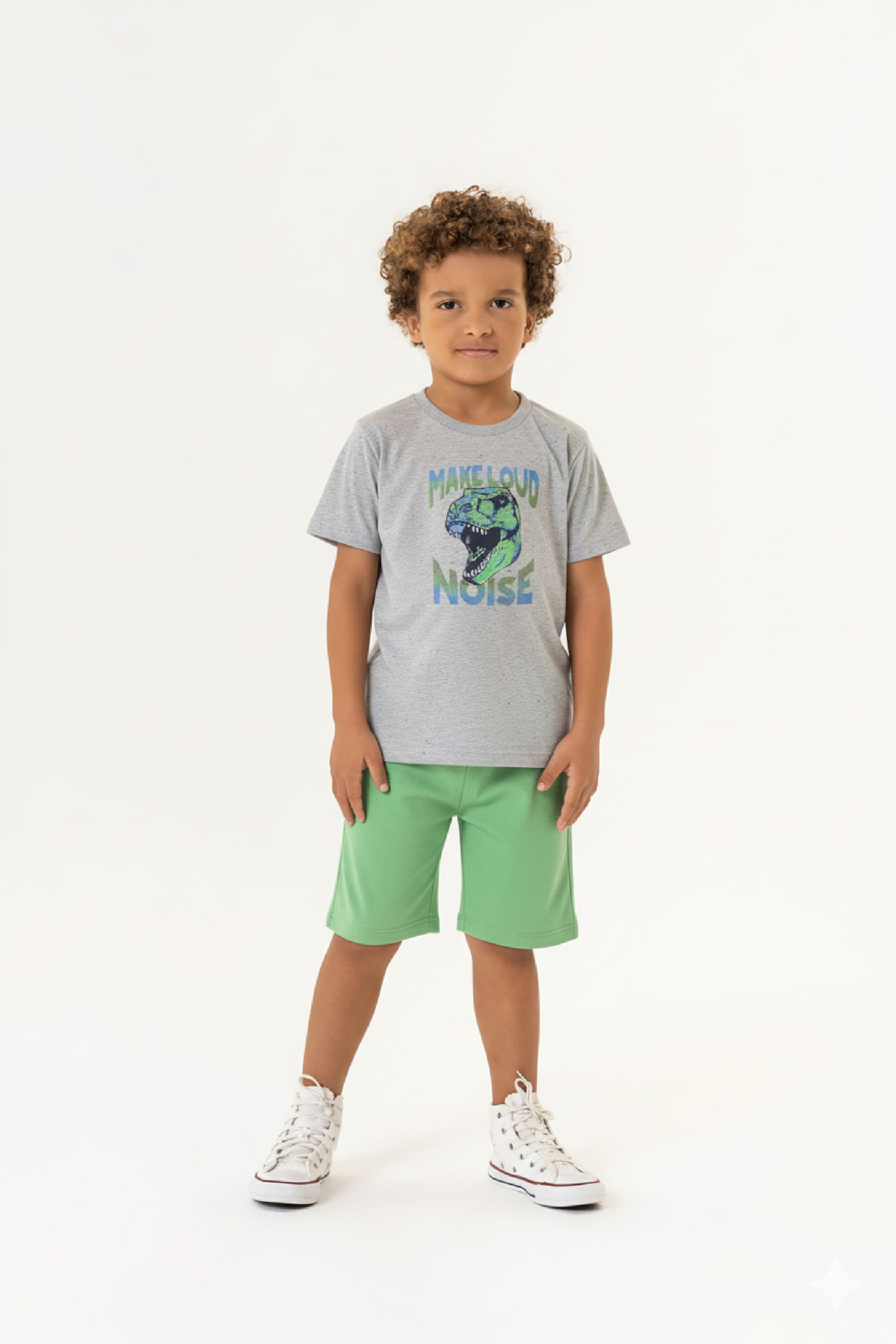 Conjunto com Camiseta e Bermuda para Menino (Cinza) Guloseima