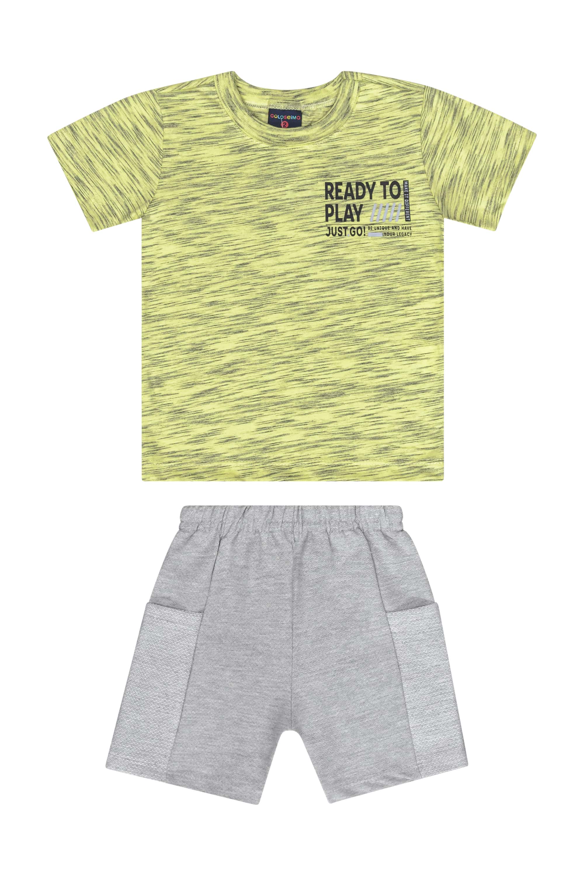 Conjunto com Camiseta e Bermuda para Menino (Amarelo) Guloseima - Imagem 8