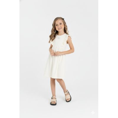 Vestido Infantil em Cotton Glitter (Branco) Guloseima