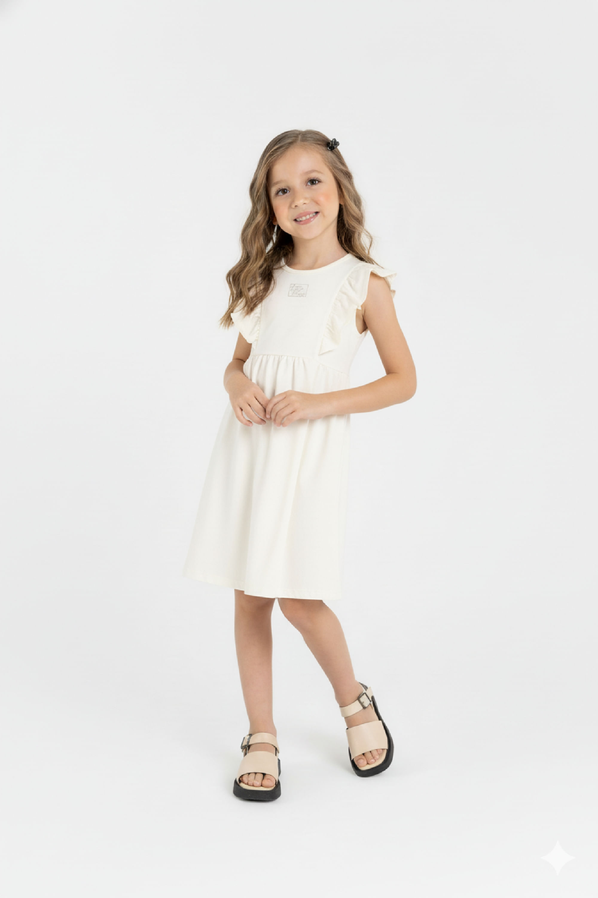 Vestido Infantil em Cotton Glitter (Branco) Guloseima