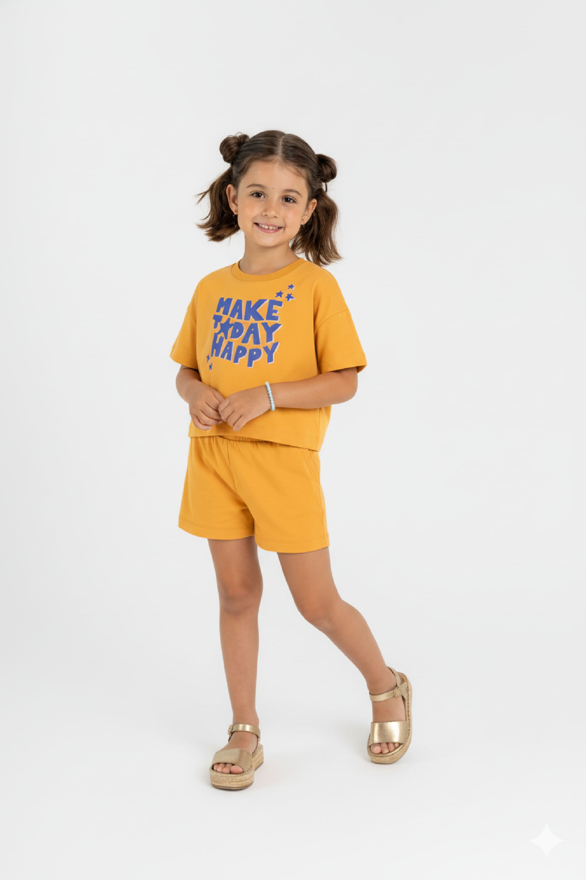 Conjunto Infantil para Menina em Moletinho (Amarelo) Guloseima