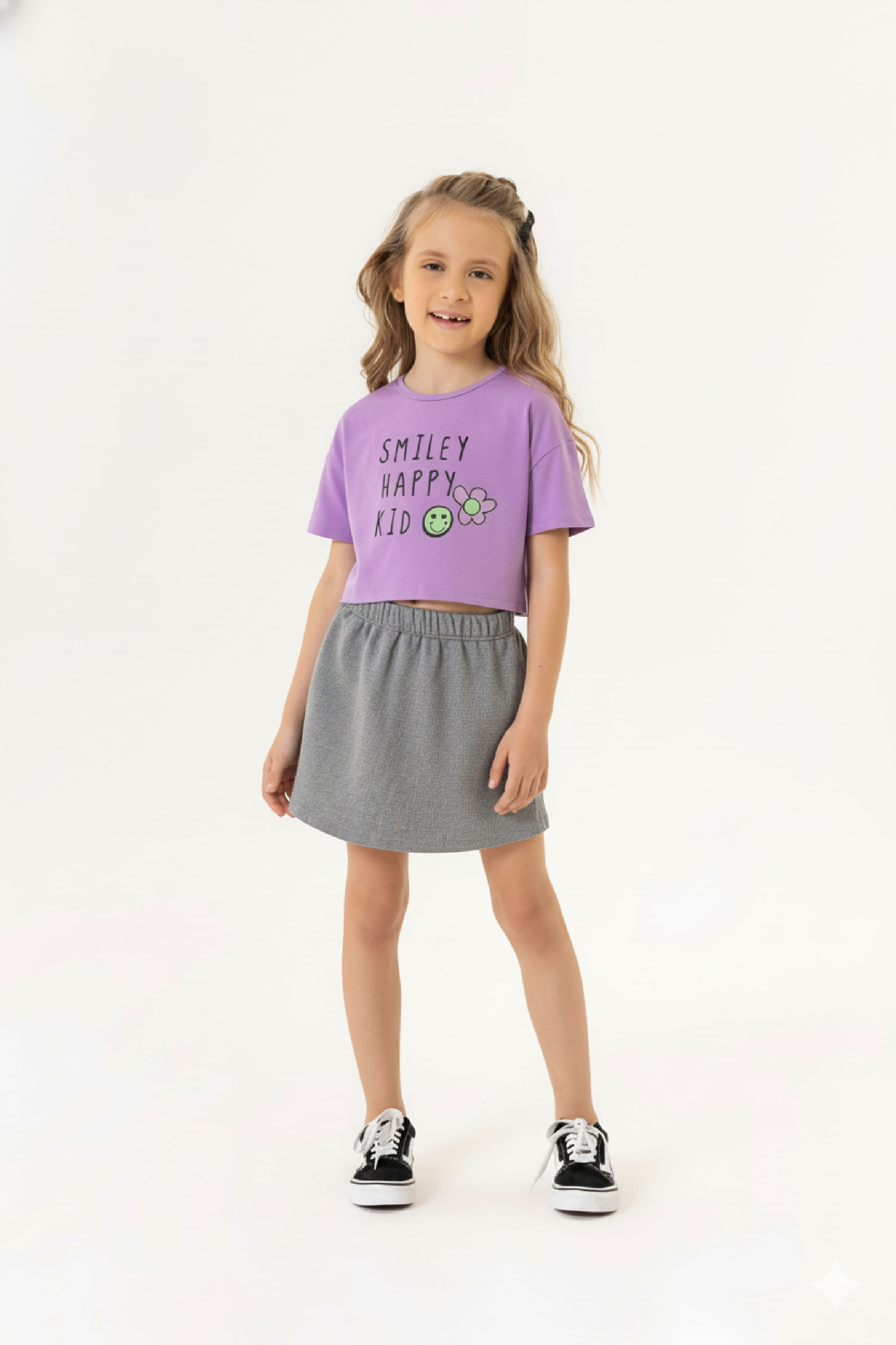 Conjunto Infantil com Blusa e Short-Saia (Lilás) Guloseima