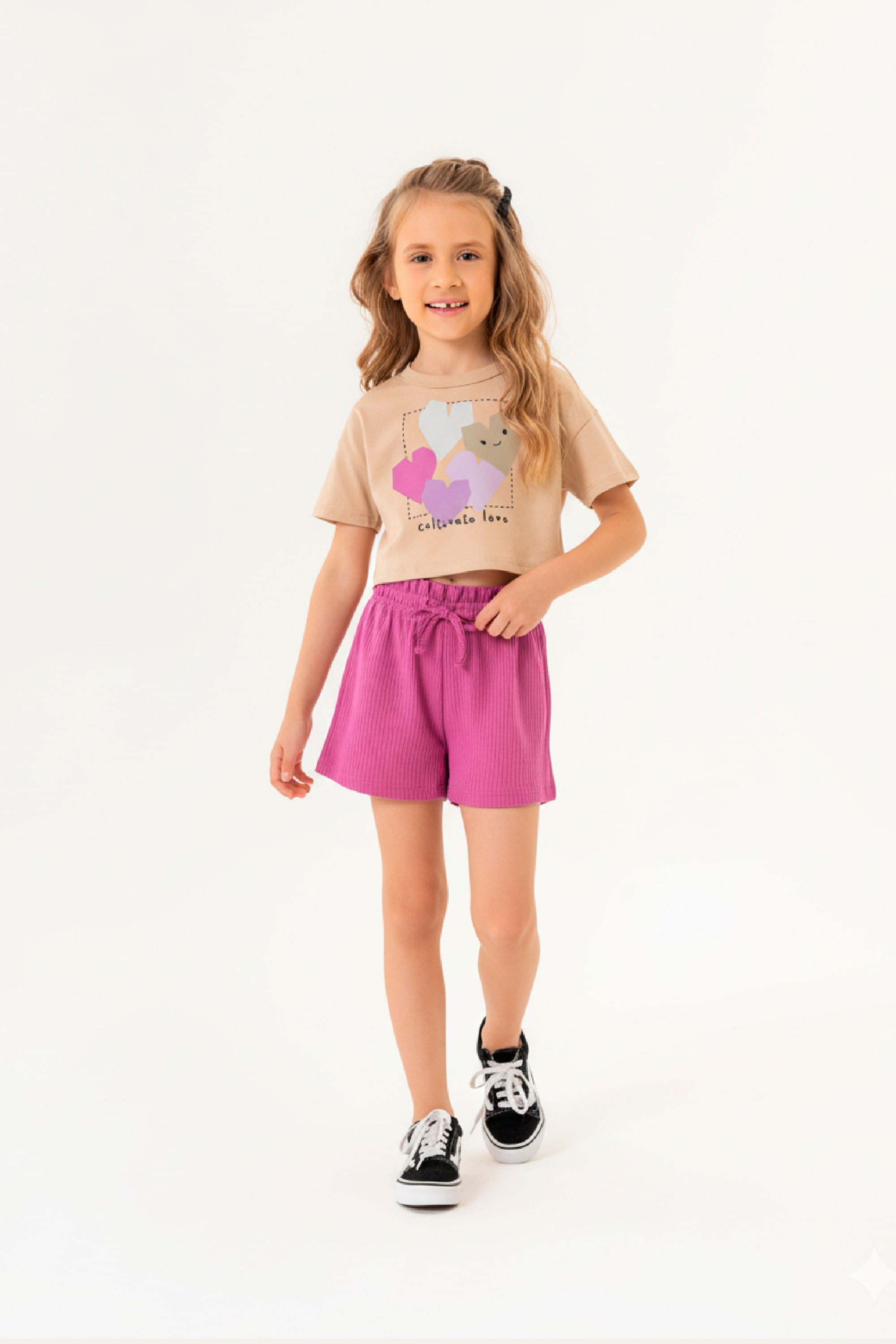 Conjunto Blusa e Short Clochard Infantil (Bege) Guloseima