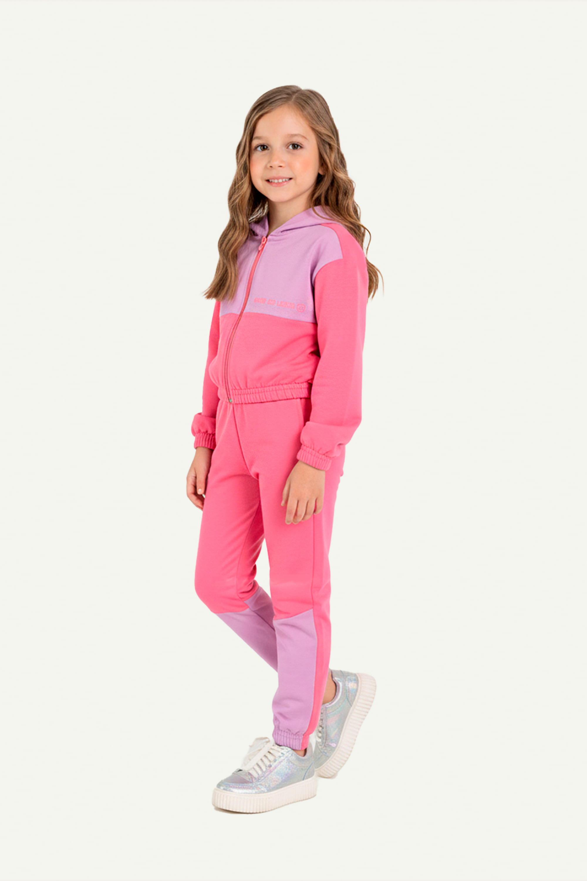 Conjunto Jaqueta Cropped e Calça Infantil Menina (Rosa Pink) Guloseima