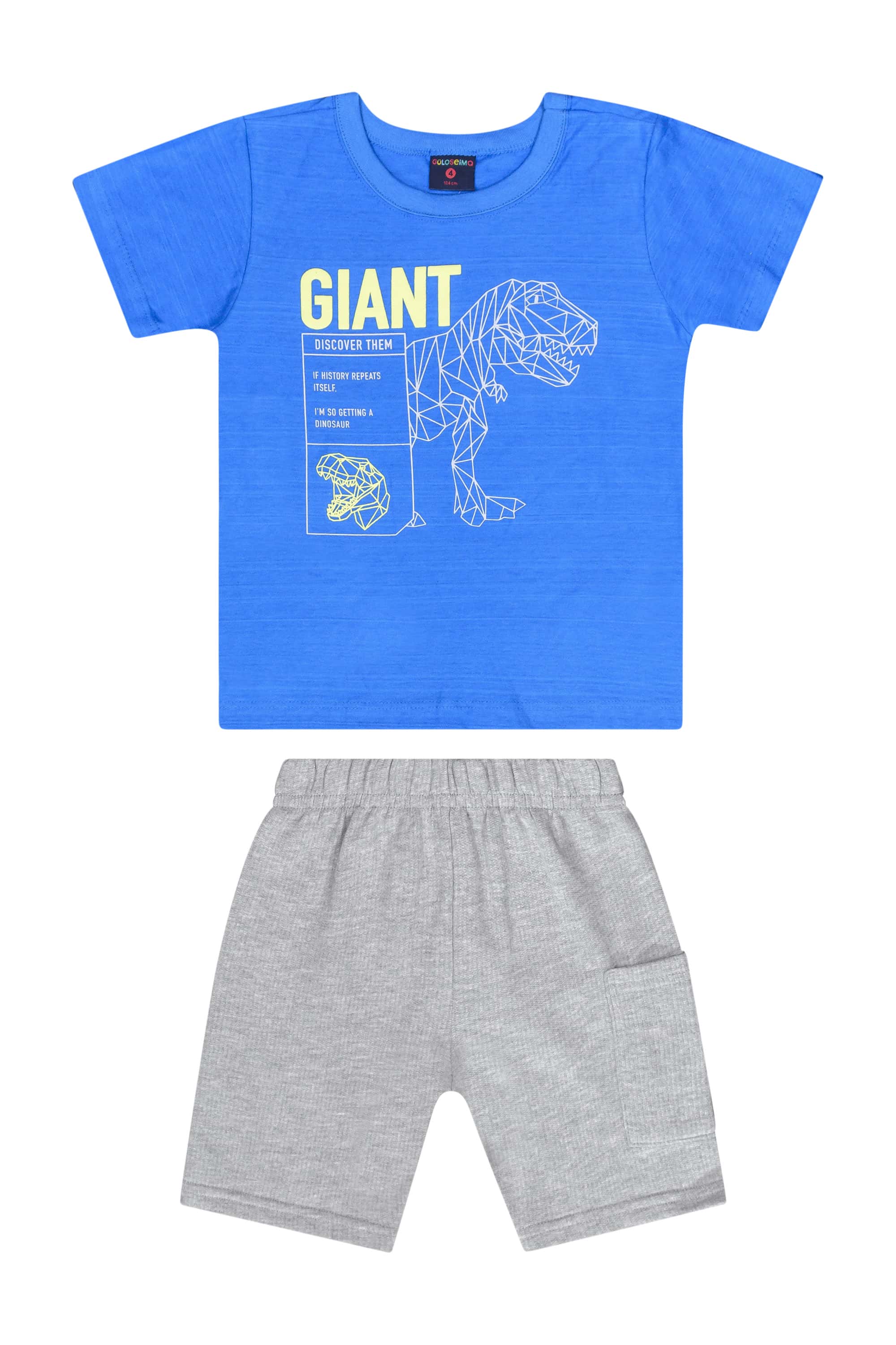 Conjunto Infantil para Menino com Camiseta e Bermuda (Azul) Guloseima - Imagem 2