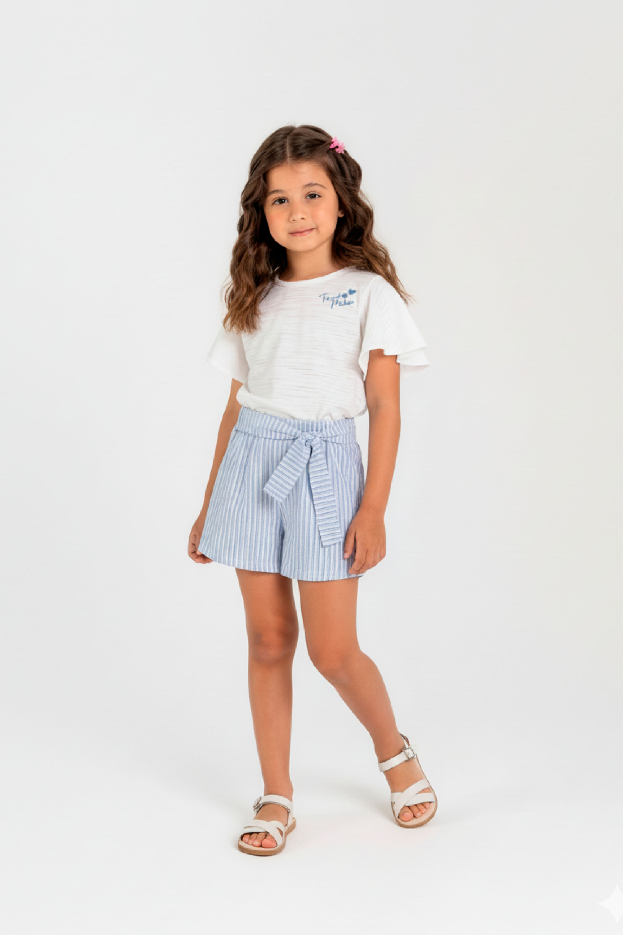 Conjunto Infantil com Blusa e Shorts (Branco) Guloseima