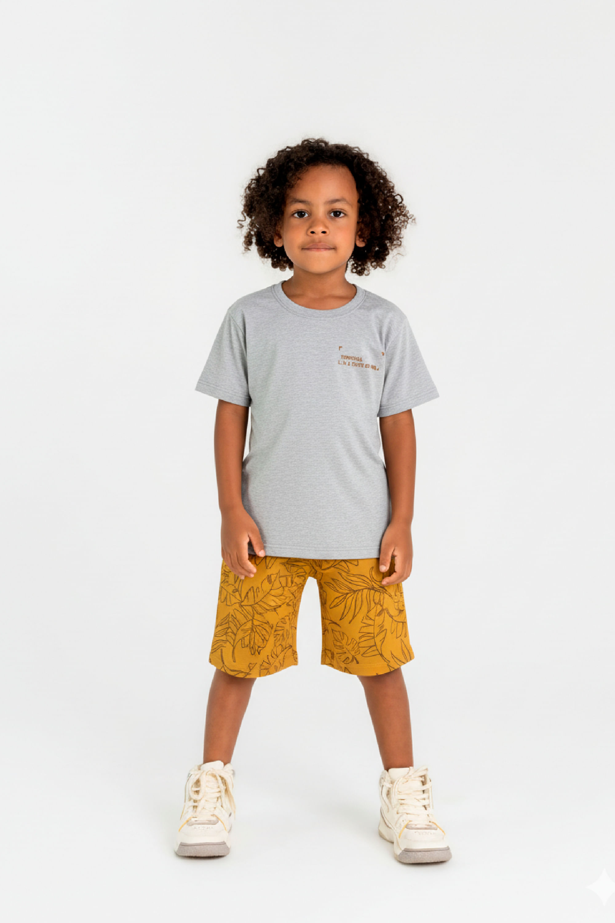 Conjunto Infantil para Menino com Camiseta e Bermuda (Cinza) Guloseima