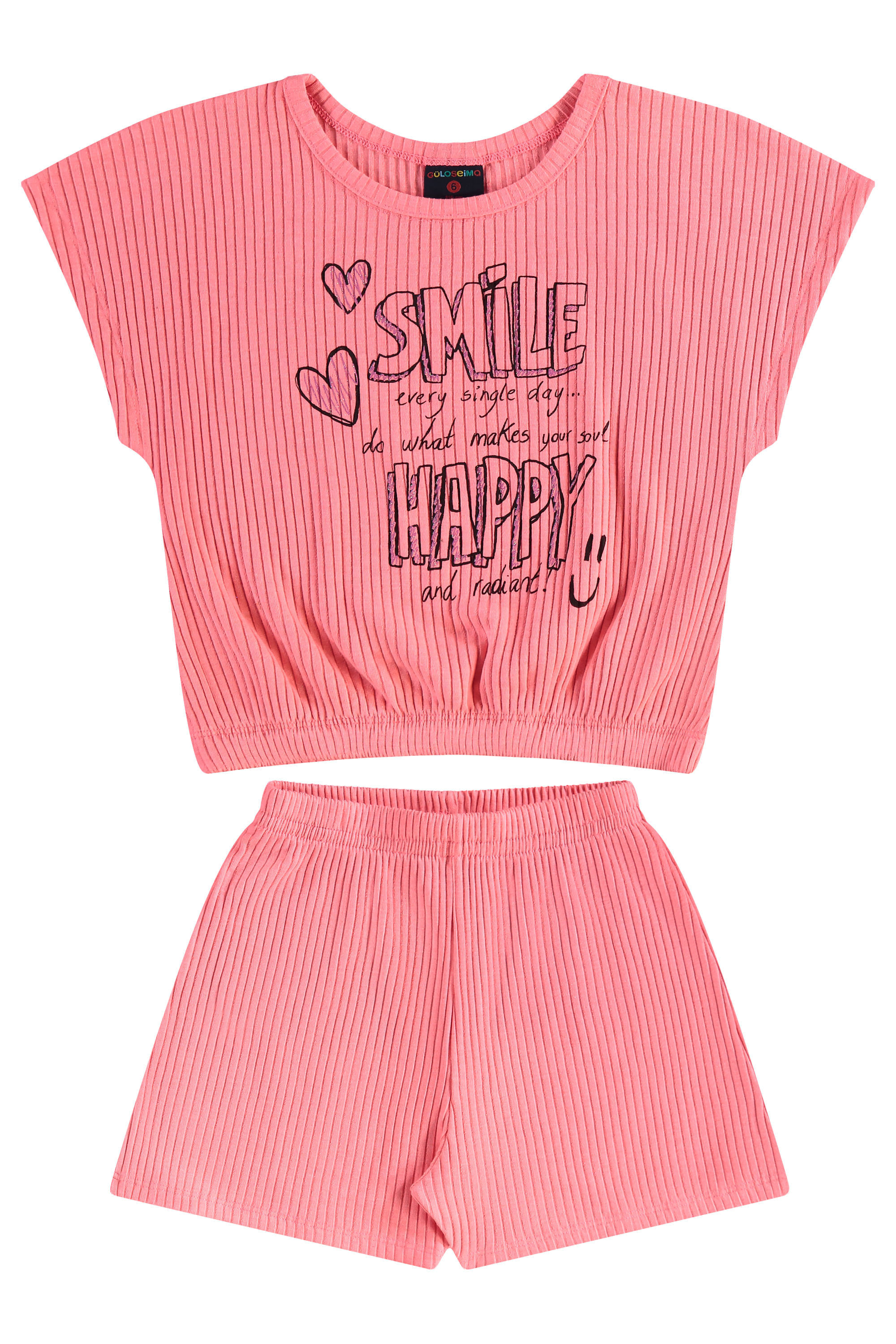 Conjunto com Blusa Cropped e Short em Ribana para Menina (Rosa) Guloseima - Imagem 20