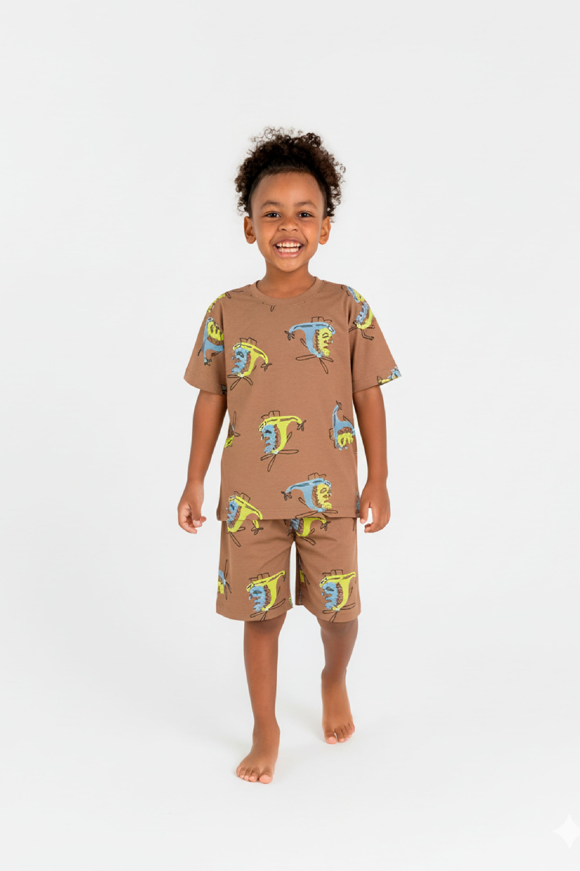 Pijama Infantil Masculino em Meia Malha (Marrom) Guloseima