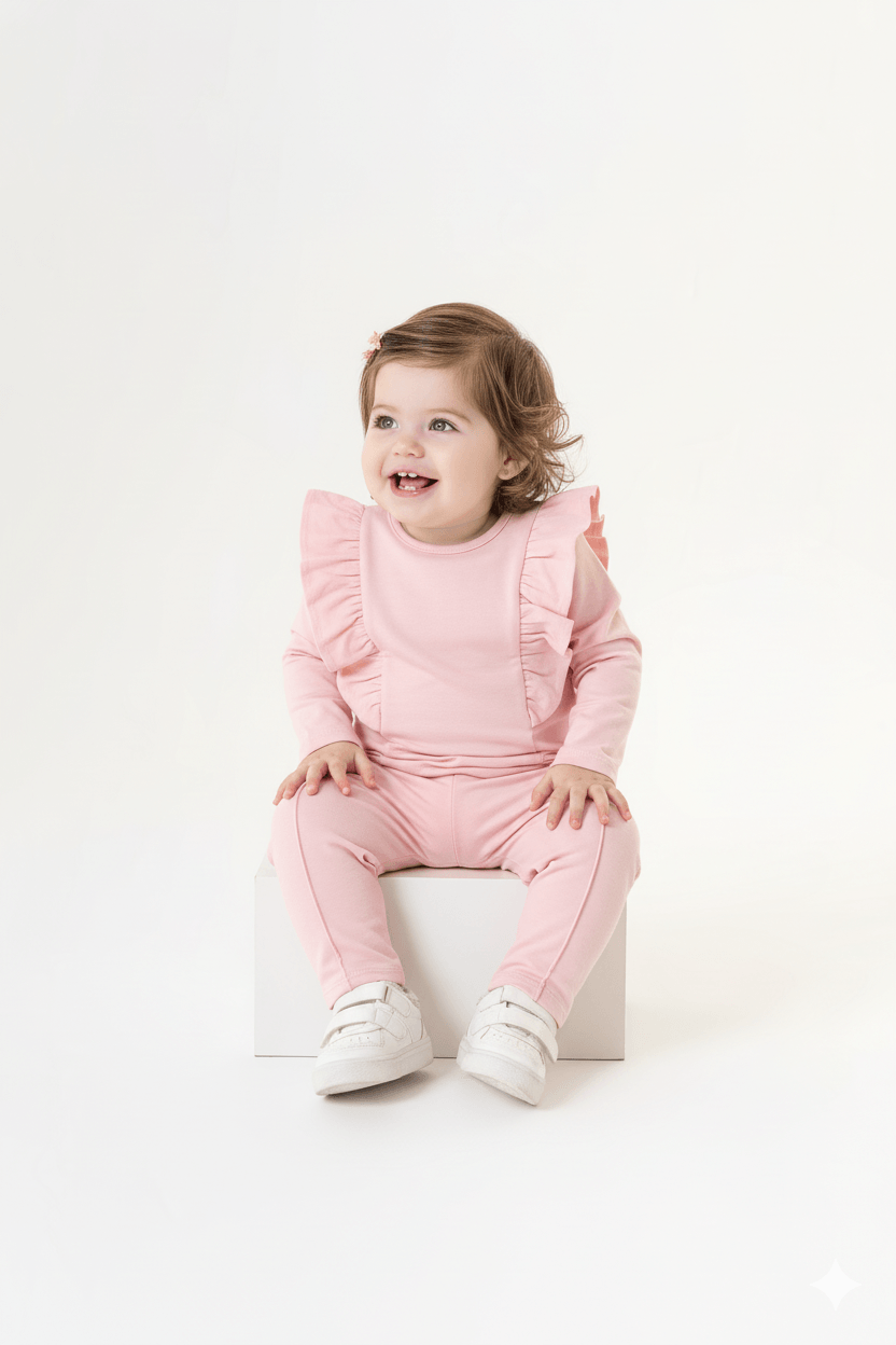 Conjunto para Bebê Menina em Molecotton (Rosa Claro) Guloseima